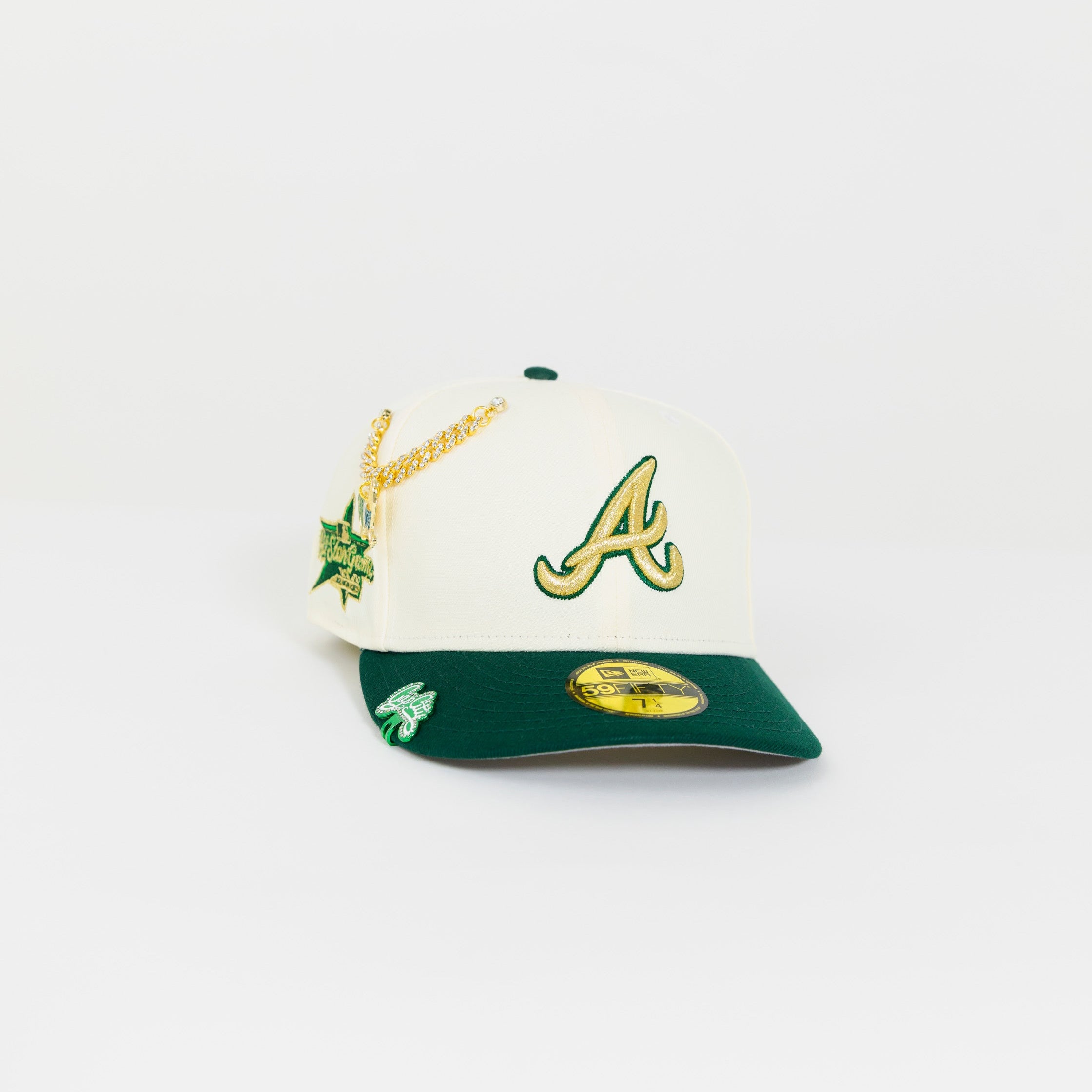 NEW ERA 59FIFTY CHROME/ FOREST GREEN ATLANTA BRAVES W/ ALL STAR GAME SIDE PATCH