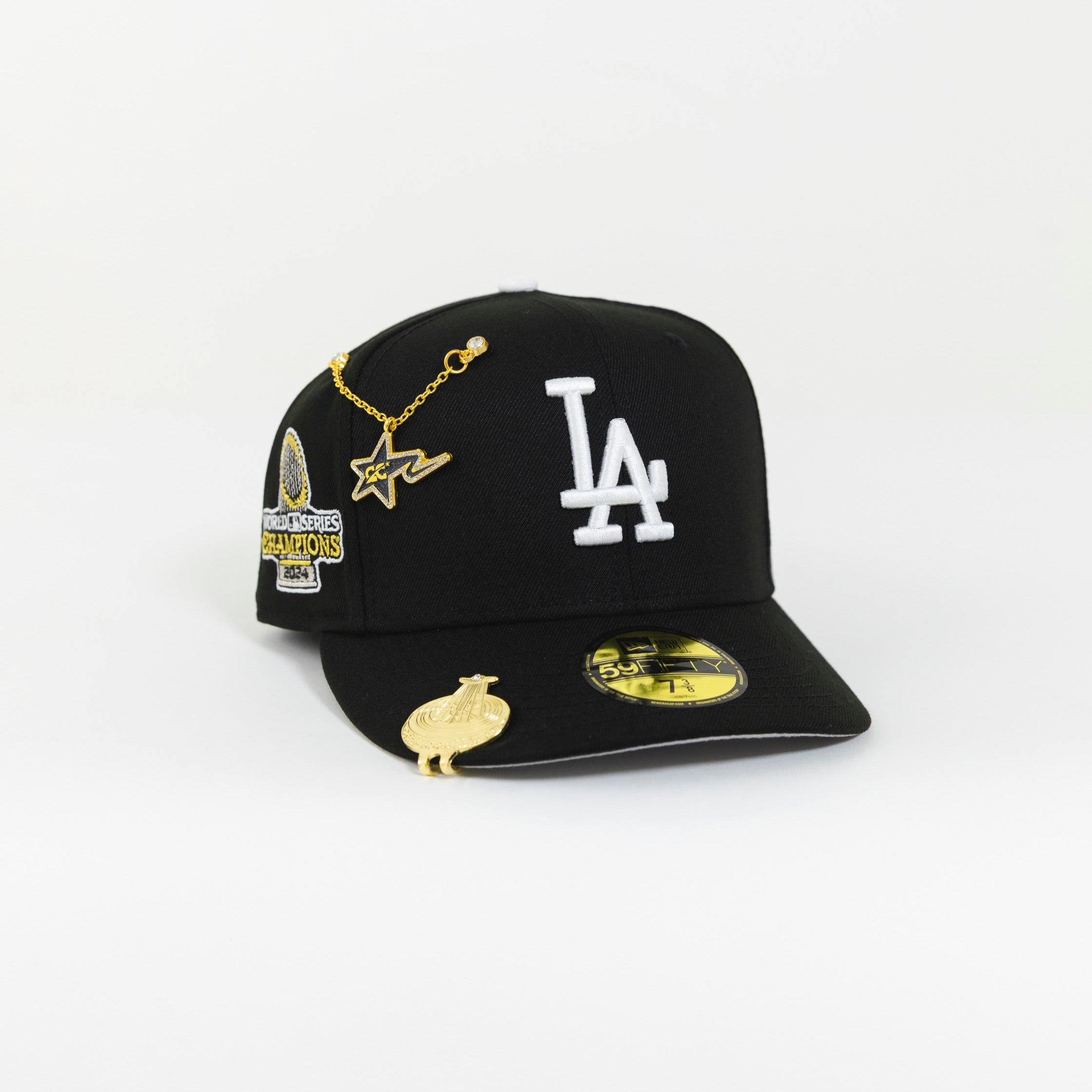 NEW ERA 59FIFTY BLACK LOS ANGELES DODGERS W/ 2024 WORLD SERIES CHAMPIONS SIDE PATCH