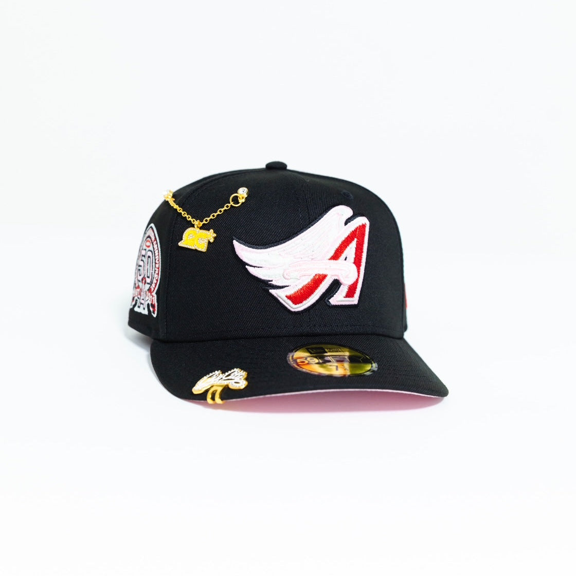NEW ERA 59FIFTY BLACK ANAHEIM ANGELS W/ 50TH ANNIVERSARY SIDE PATCH