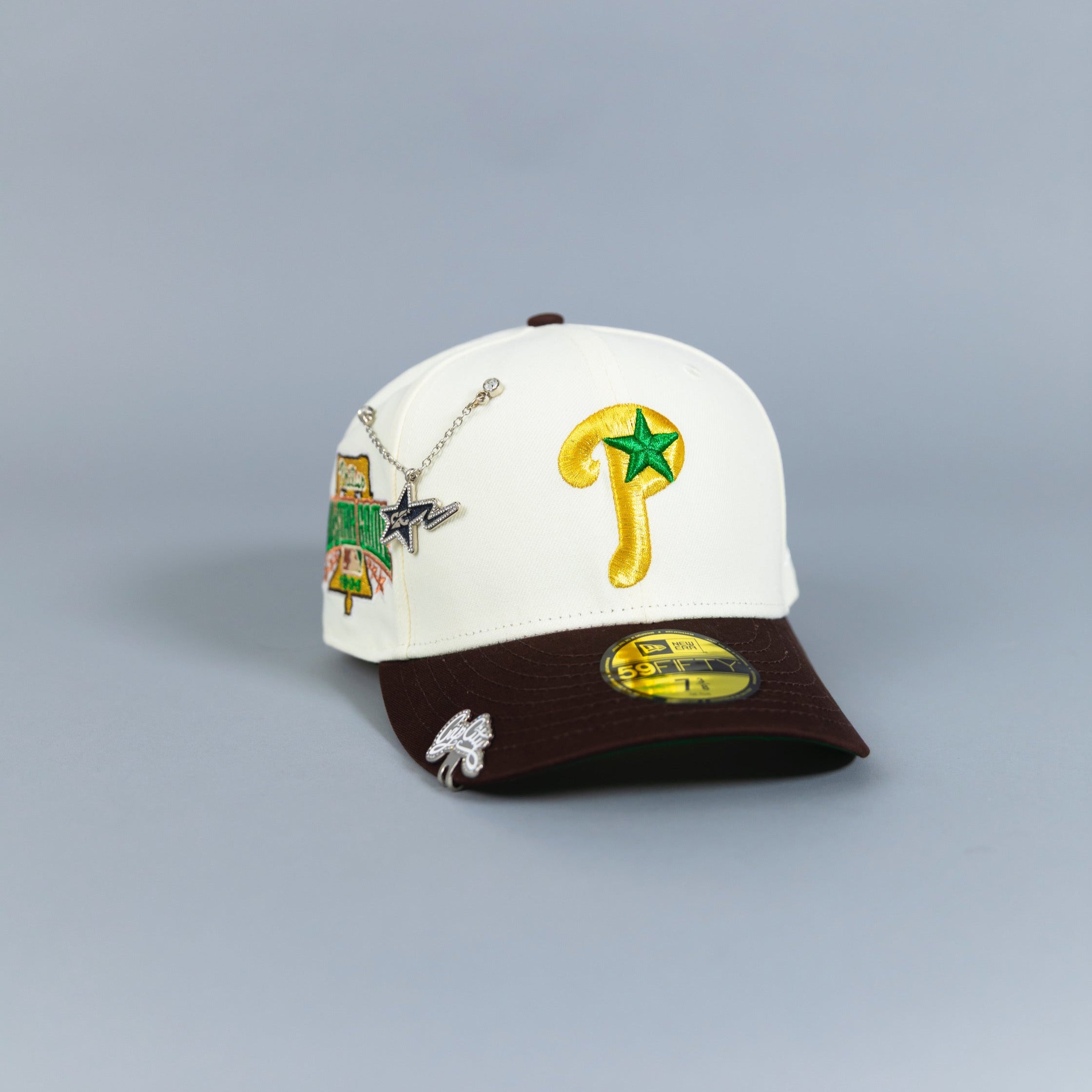 NEW ERA EXCLUSIVE 59FIFTY CHROME/ MOCHA PHILADELPHIA PHILLIES W/ 1996 ALL STAR GAME PATCH