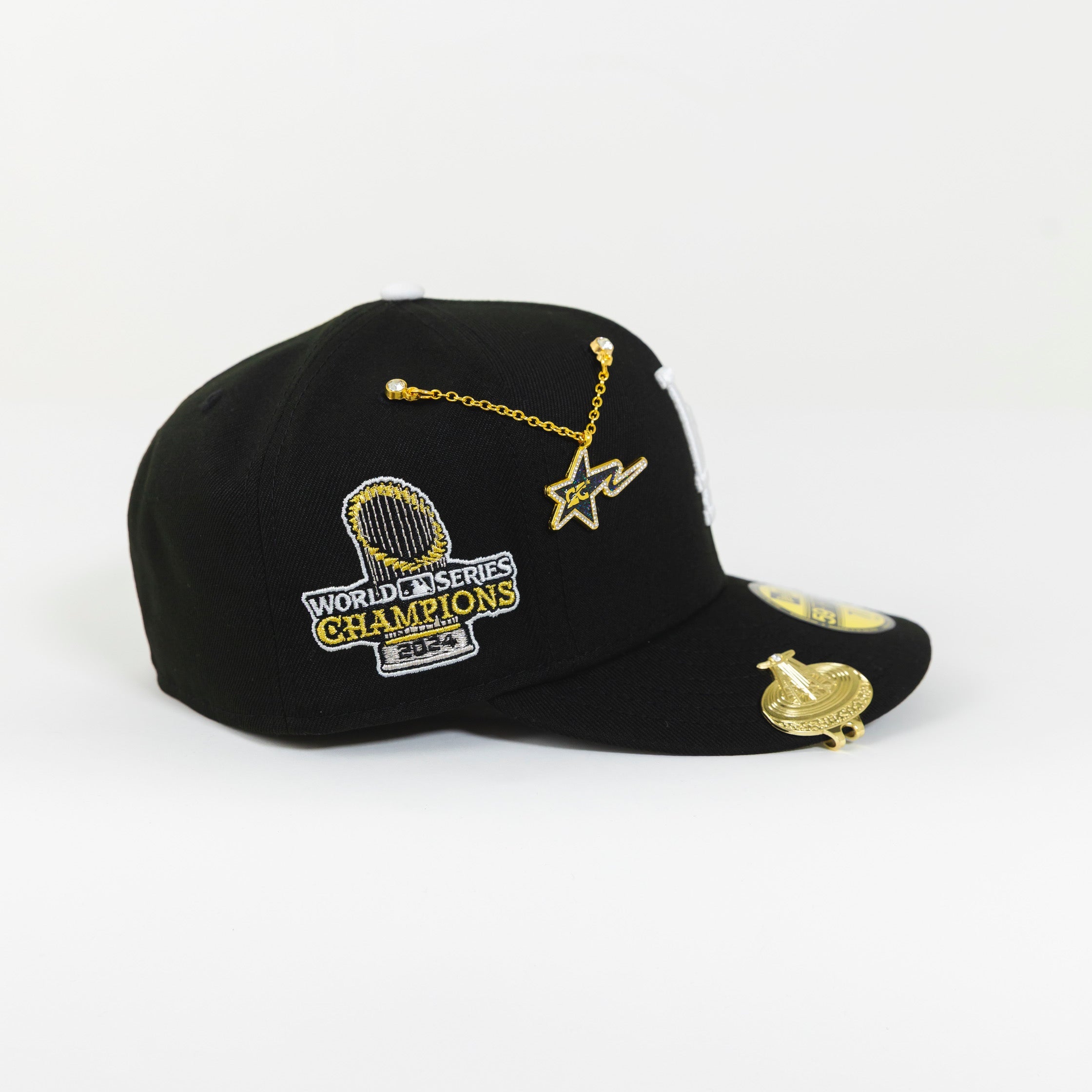 NEW ERA 59FIFTY BLACK LOS ANGELES DODGERS W/ 2024 WORLD SERIES CHAMPIONS SIDE PATCH
