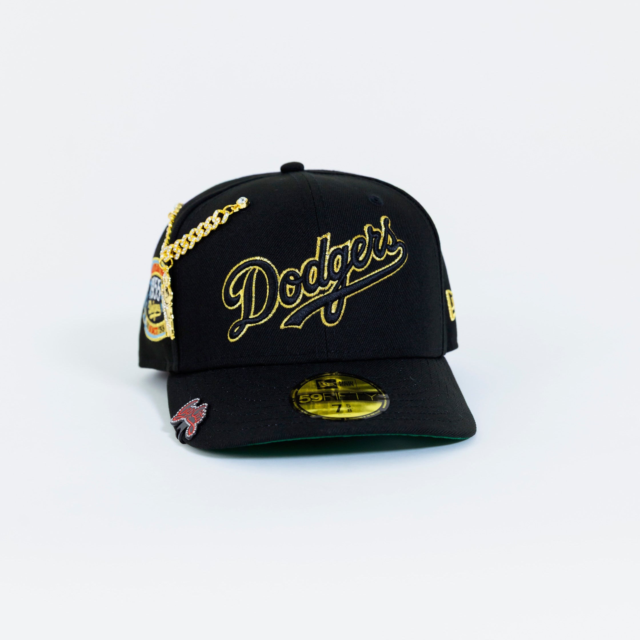 NEW ERA EXCLUSIVE 59FIFTY BLACK LOS ANGELES DODGERS SCRIPT W/ 1ST WORLD CHAMPIONSHIP SIDE PATCH