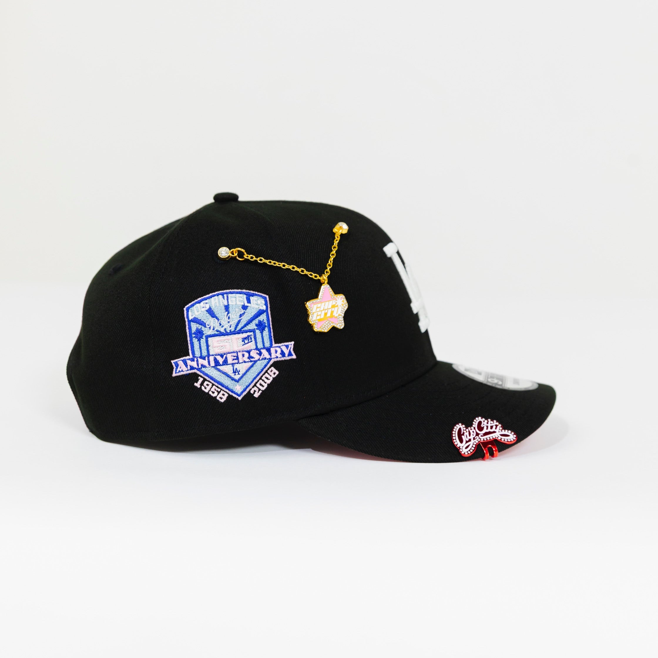NEW ERA EXCLUSIVE 9FIFTY BLACK LOS ANGELES DODGERS SNAPBACK W/ 50TH ANNIVERSARY SIDE PATCH
