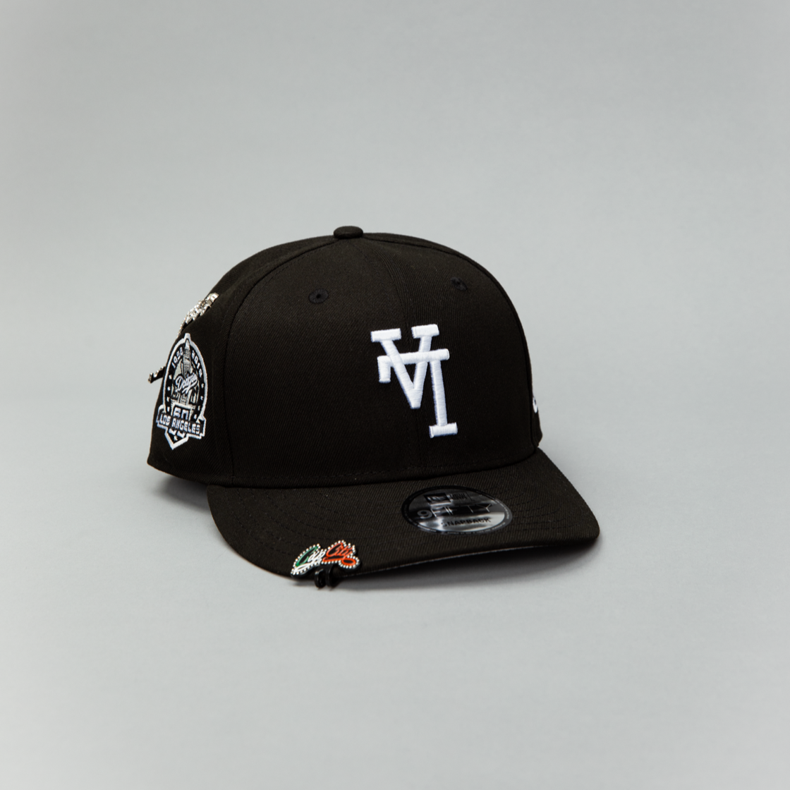 NEW ERA EXCLUSIVE 9FIFTY BLACK UPSIDE DOWN LOS ANGELES DODGERS SNAPBACK W/ 60TH ANNIVERSARY SIDE PATCH