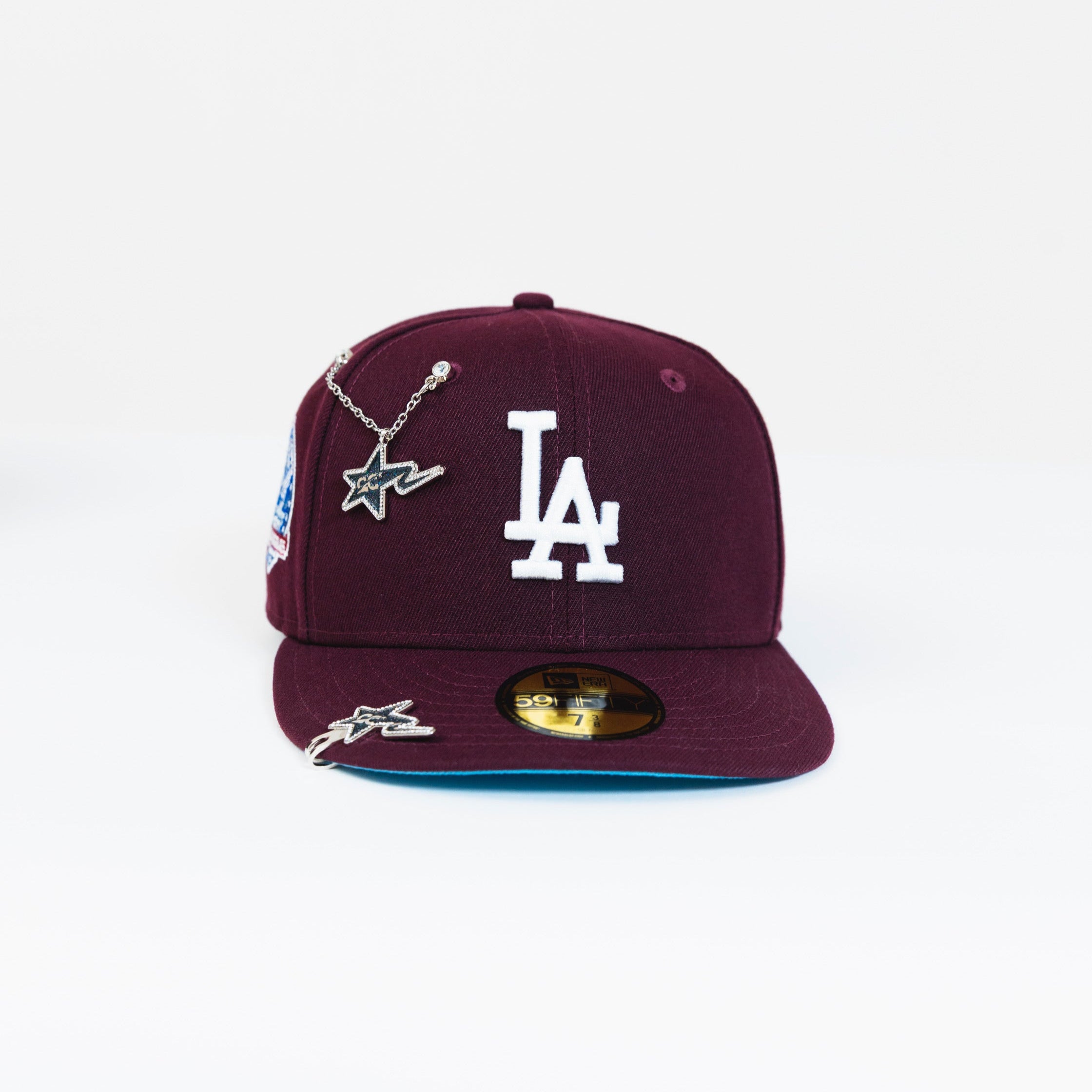 NEW ERA EXCLUSIVE 59FIFTY BURGUNDY LOS ANGELES DODGERS W/ 60TH ANNIVERSARY SIDE PATCH