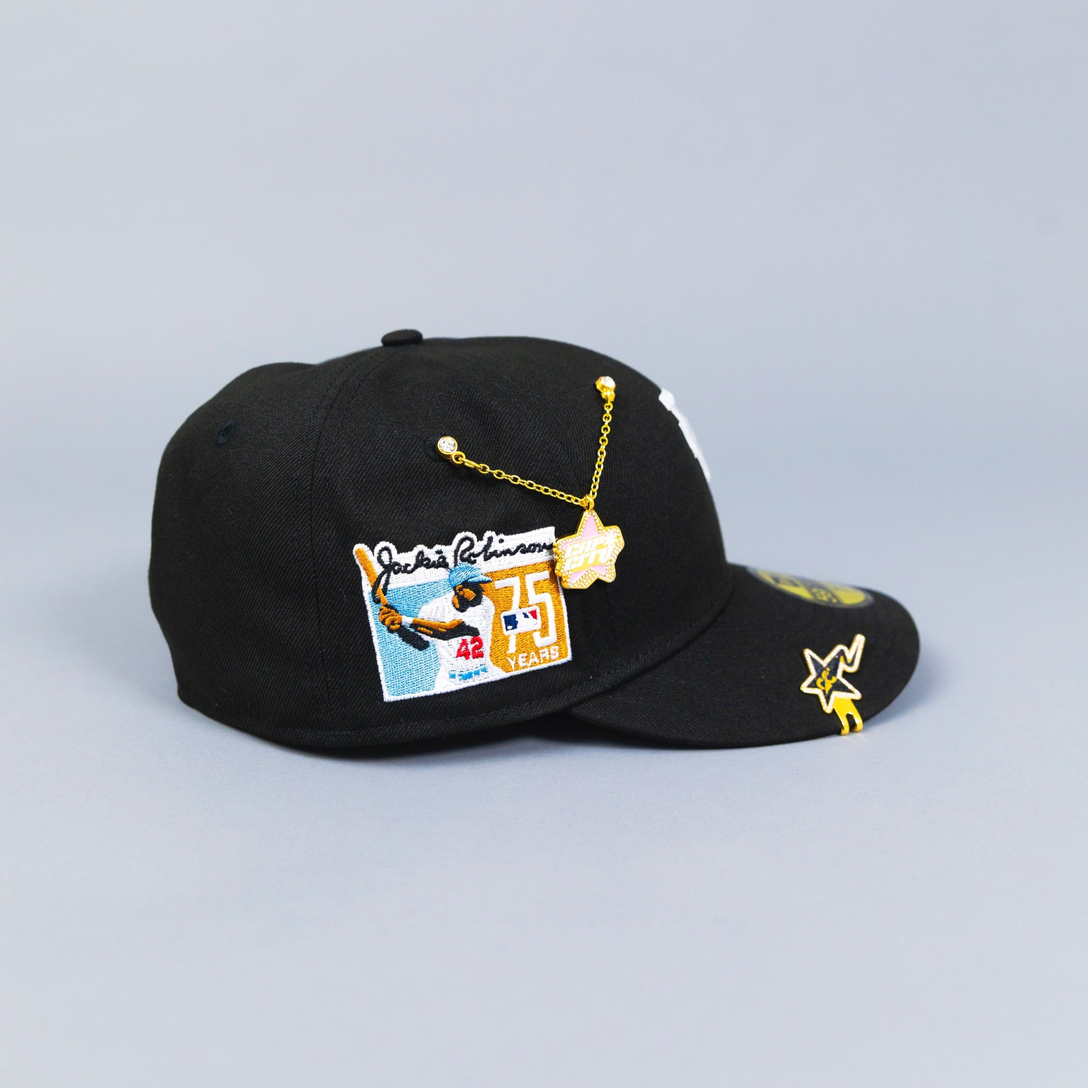 NEW ERA EXCLUSIVE 59FIFTY BLACK UPSIDE DOWN LOS ANGELES DODGERS W/ "JACKIE ROBINSON" SIDE PATCH