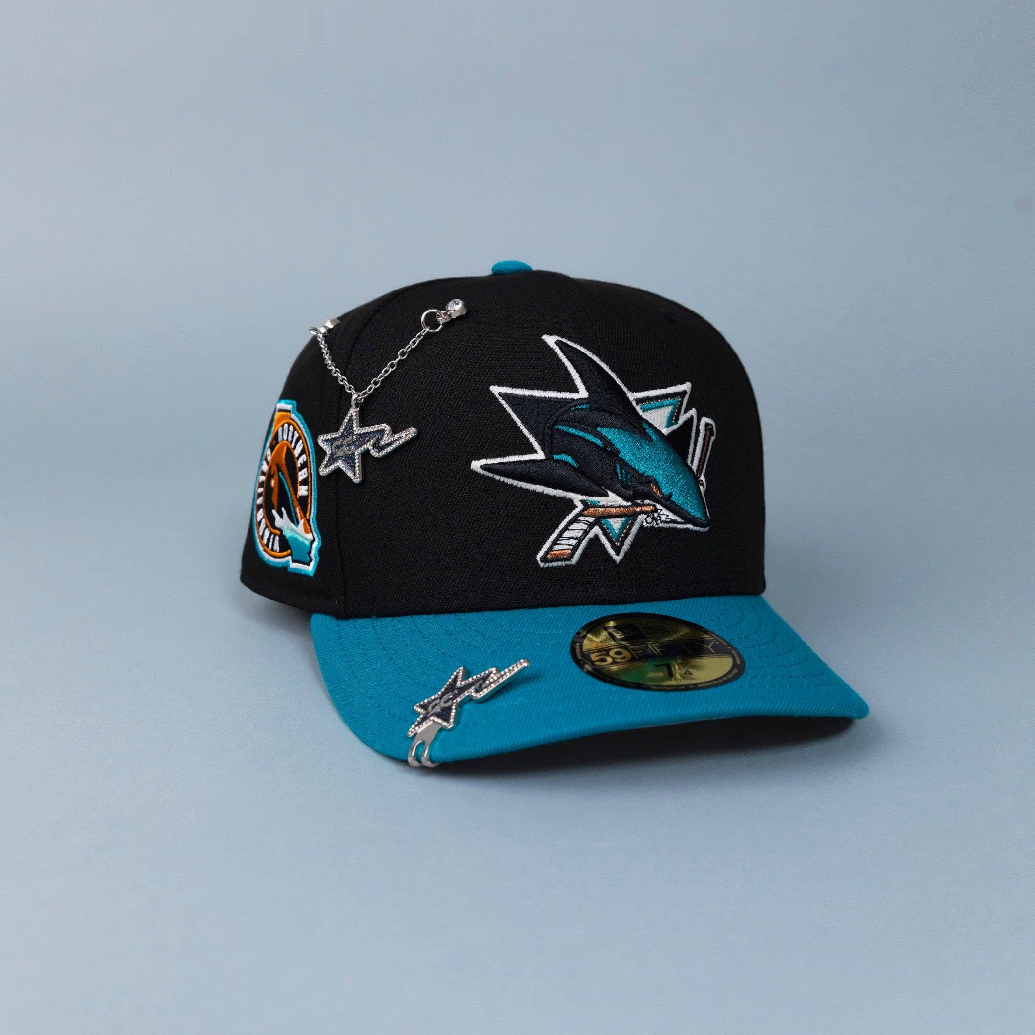 NEW ERA 59FIFTY BLACK/ TEAL SAN JOSE SHARKS W/ "NORTHERN CALI" SIDE PATCH