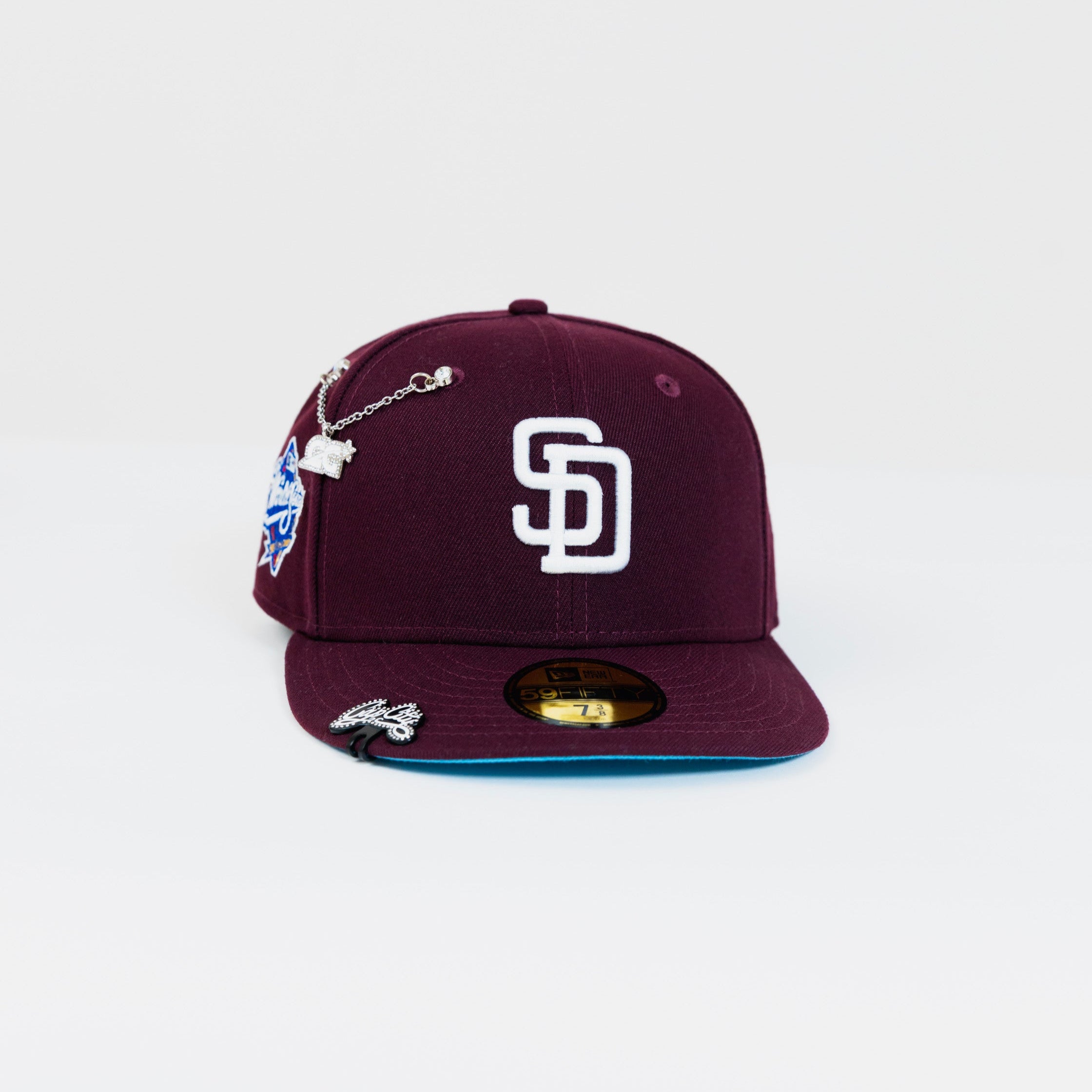 NEW ERA EXCLUSIVE 59FIFTY BURGUNDY SAN DIEGO PADRES W/ 1998 WORLD SERIES SIDE PATCH