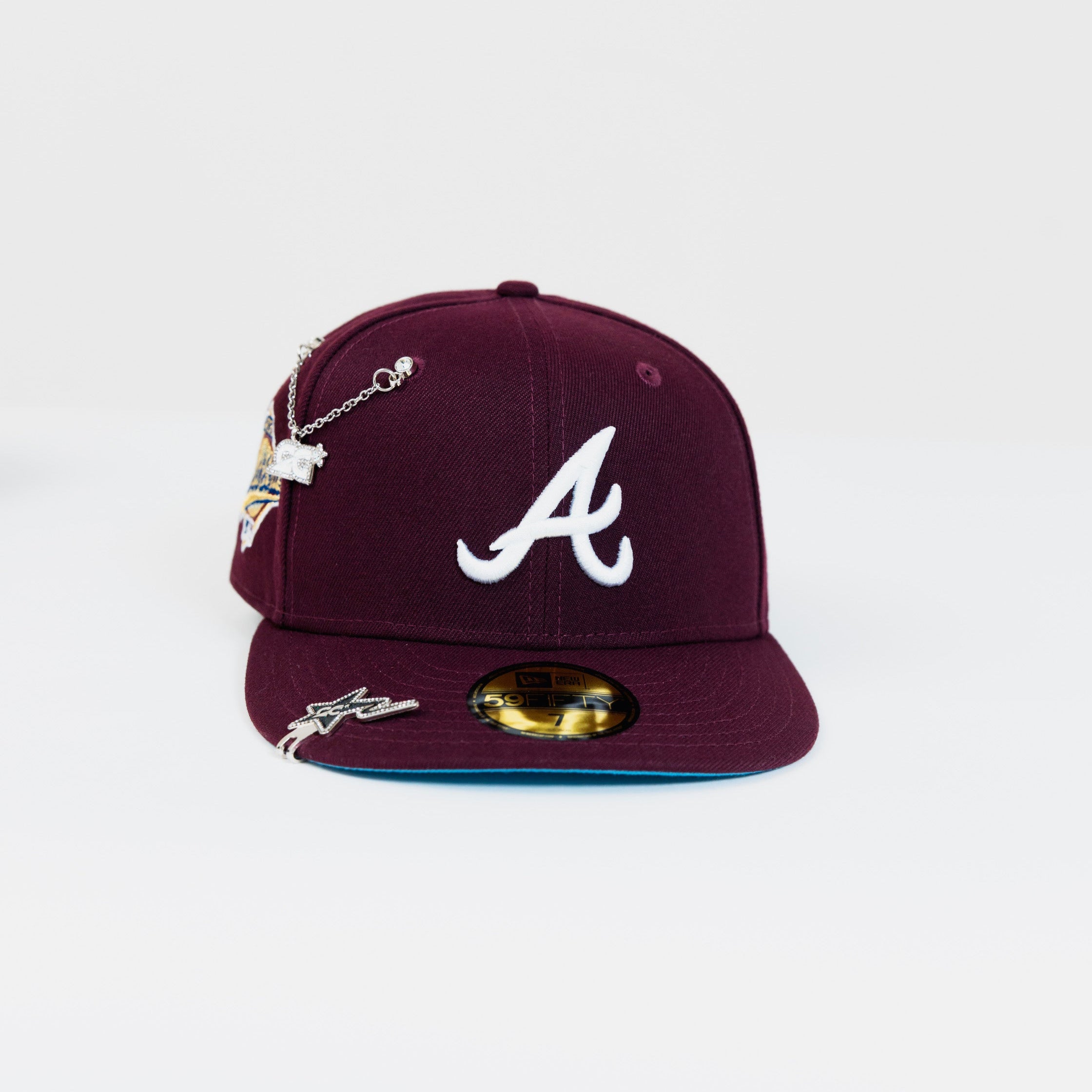 NEW ERA 59FIFTY BURGUNDY ATLANTA BRAVES W/ 1995 WORLD SERIES SIDE PATCH