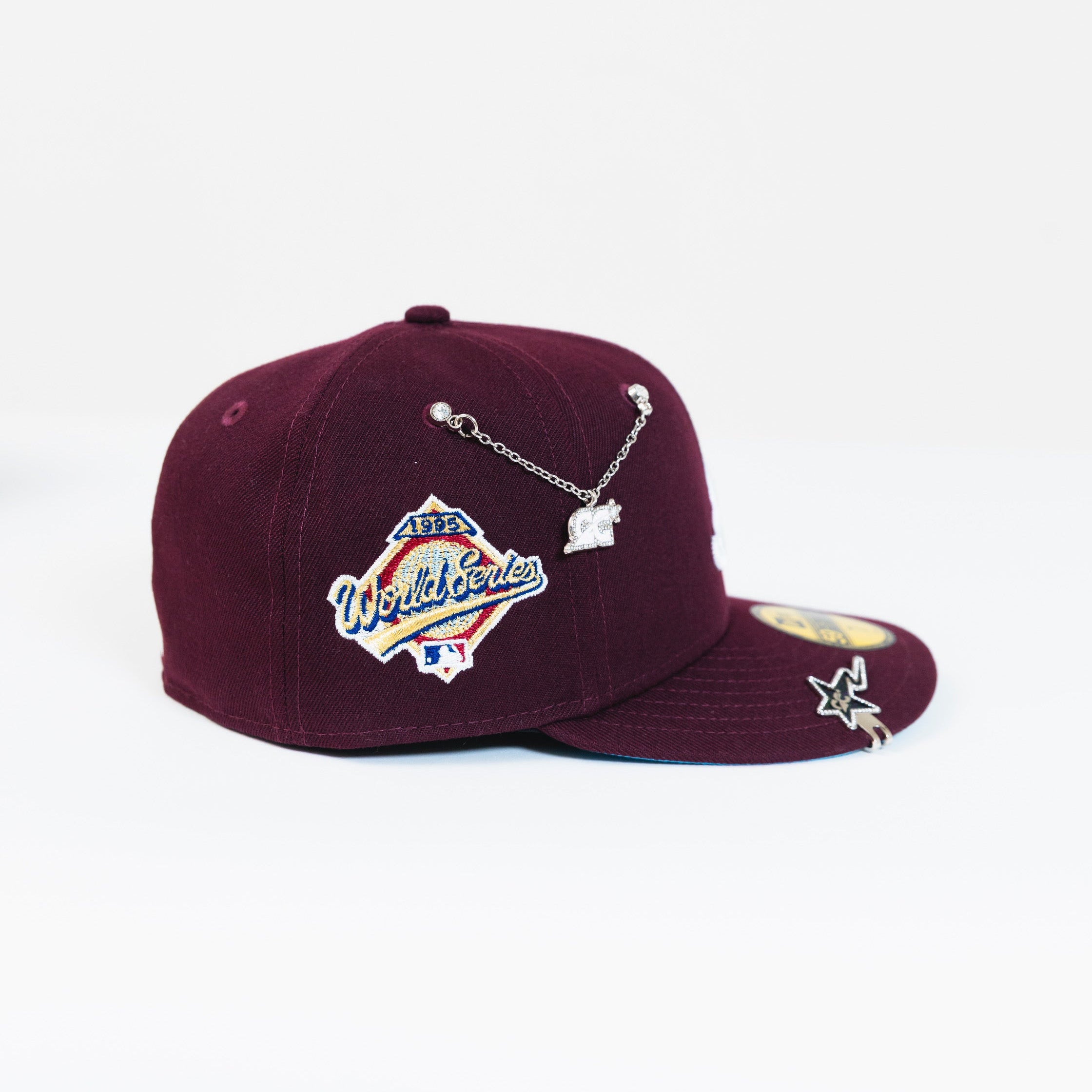 NEW ERA 59FIFTY BURGUNDY ATLANTA BRAVES W/ 1995 WORLD SERIES SIDE PATCH