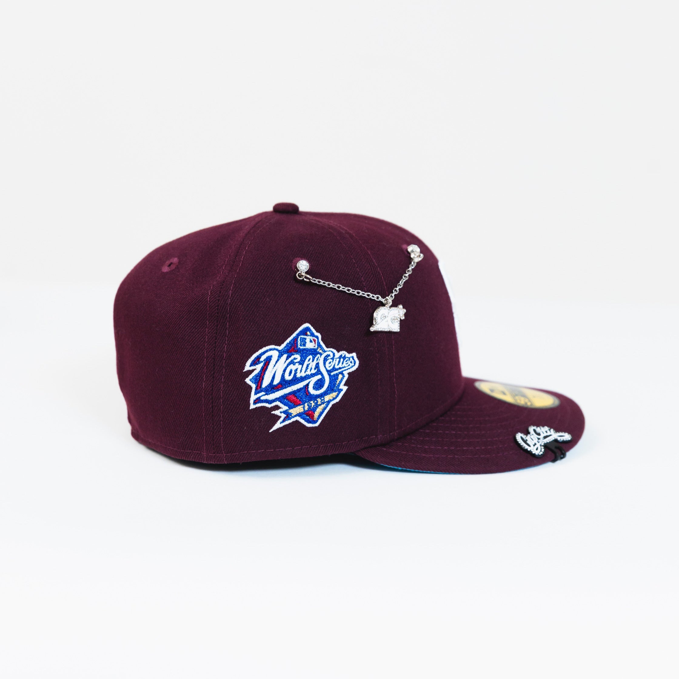 NEW ERA EXCLUSIVE 59FIFTY BURGUNDY SAN DIEGO PADRES W/ 1998 WORLD SERIES SIDE PATCH