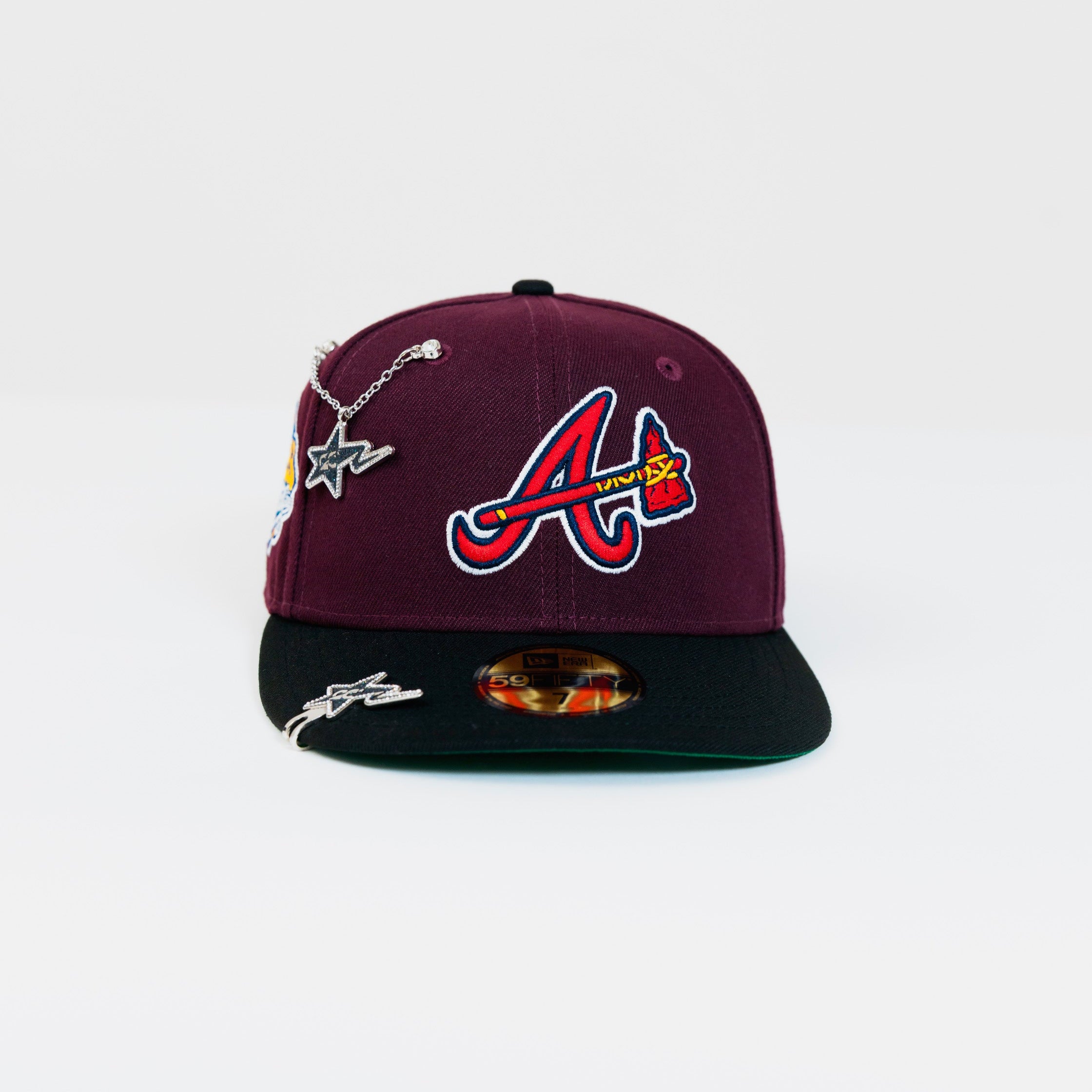 NEW ERA 59FIFTY BURGUNDY/ BLACK ATLANTA BRAVES W/ 1999 WORLD SERIES SIDE PATCH