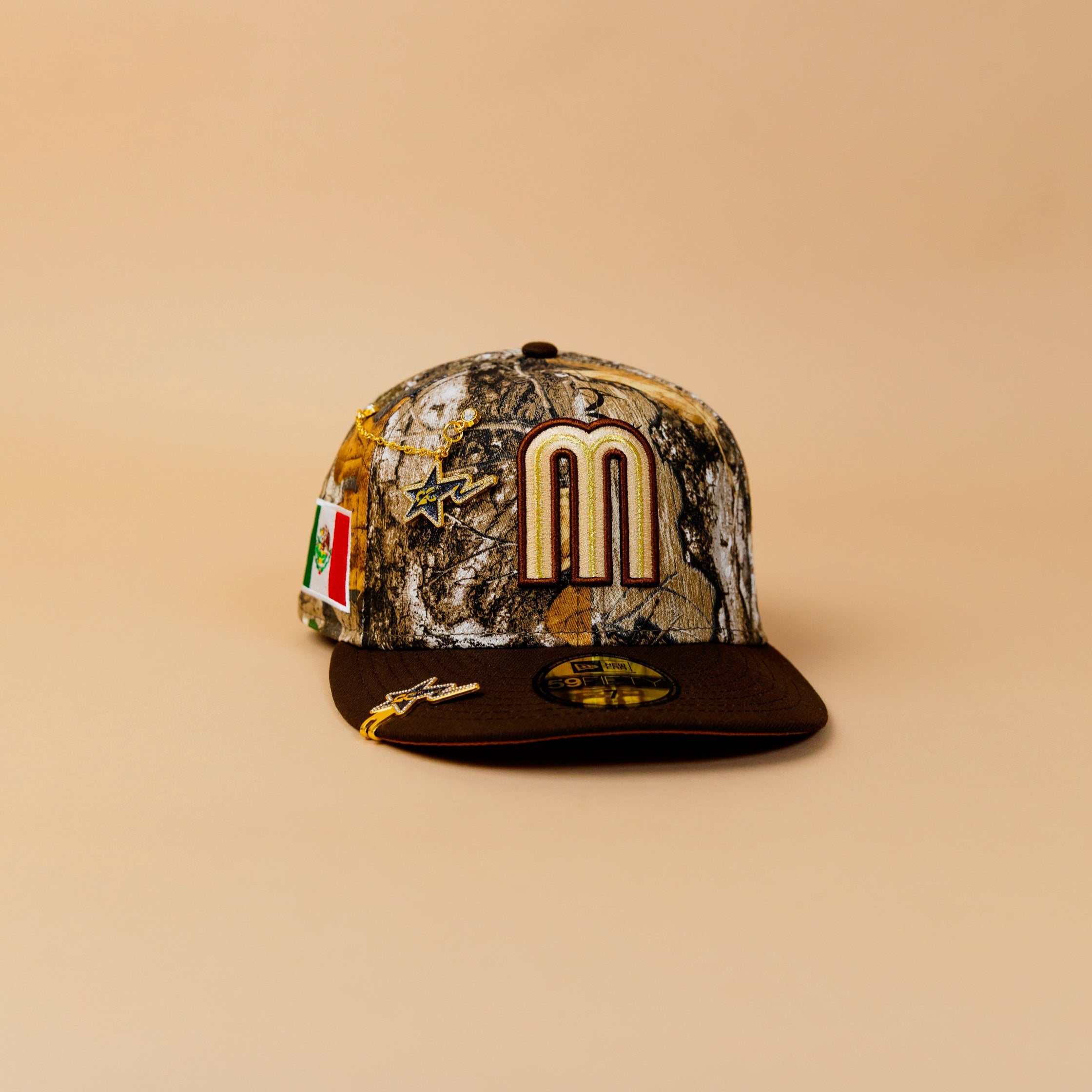 NEW ERA EXCLUSIVE 59FIFTY REALTREE/ BROWN MEXICO W/ MEXICO FLAG SIDE PATCH