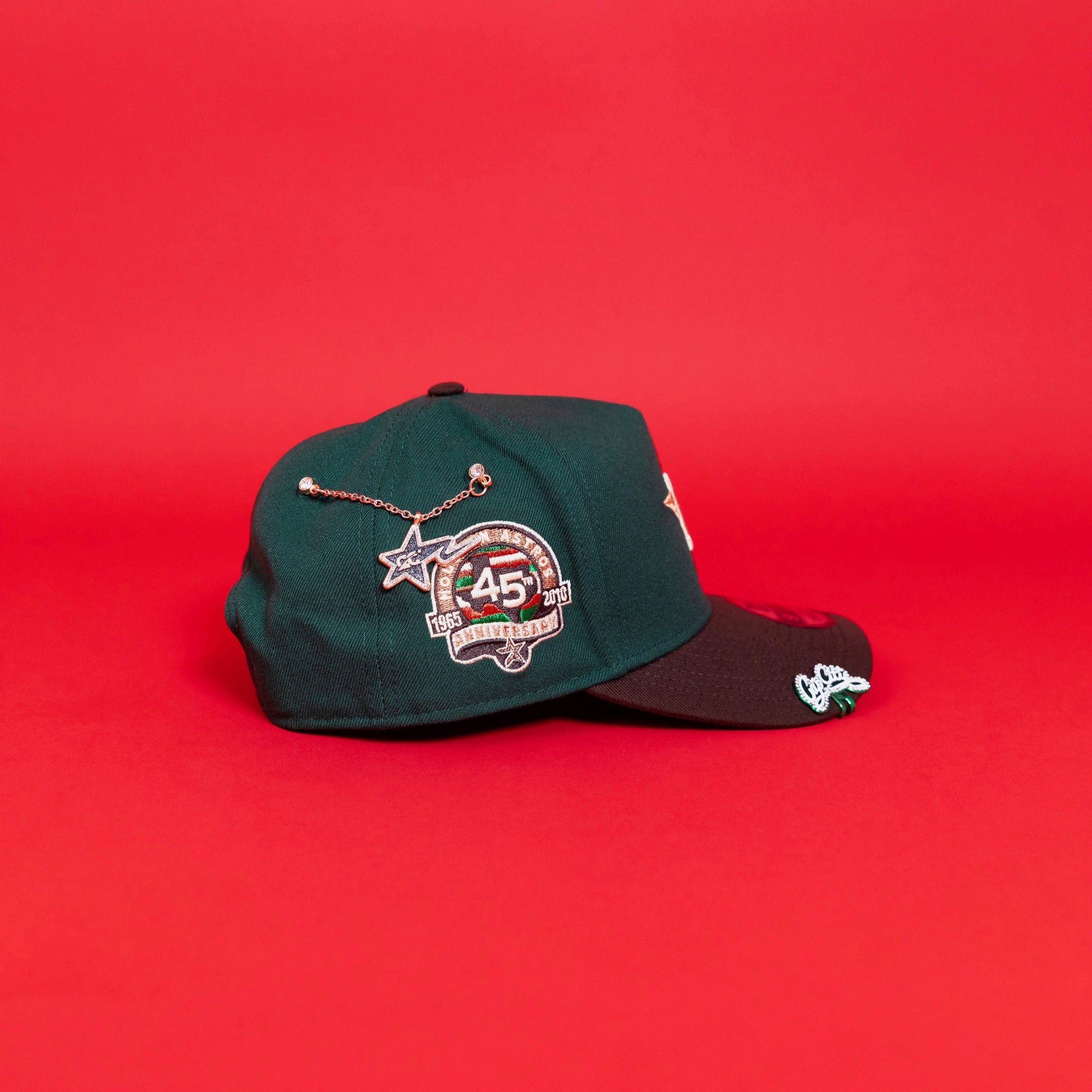 NEW ERA EXCLUSIVE 9FIFTY A-FRAME EMERALD GREEN HOUSTON ASTROS SNAPBACK W/ 45TH ANNIVERSARY SIDE PATCH