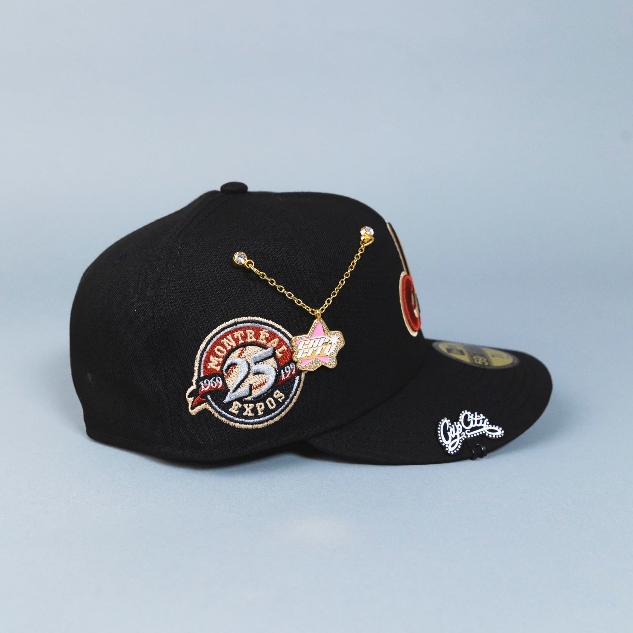 NEW ERA EXCLUSIVE 59FIFTY BLACK MONTREAL EXPOS W/ 25TH ANNIVERSARY SIDE PATCH