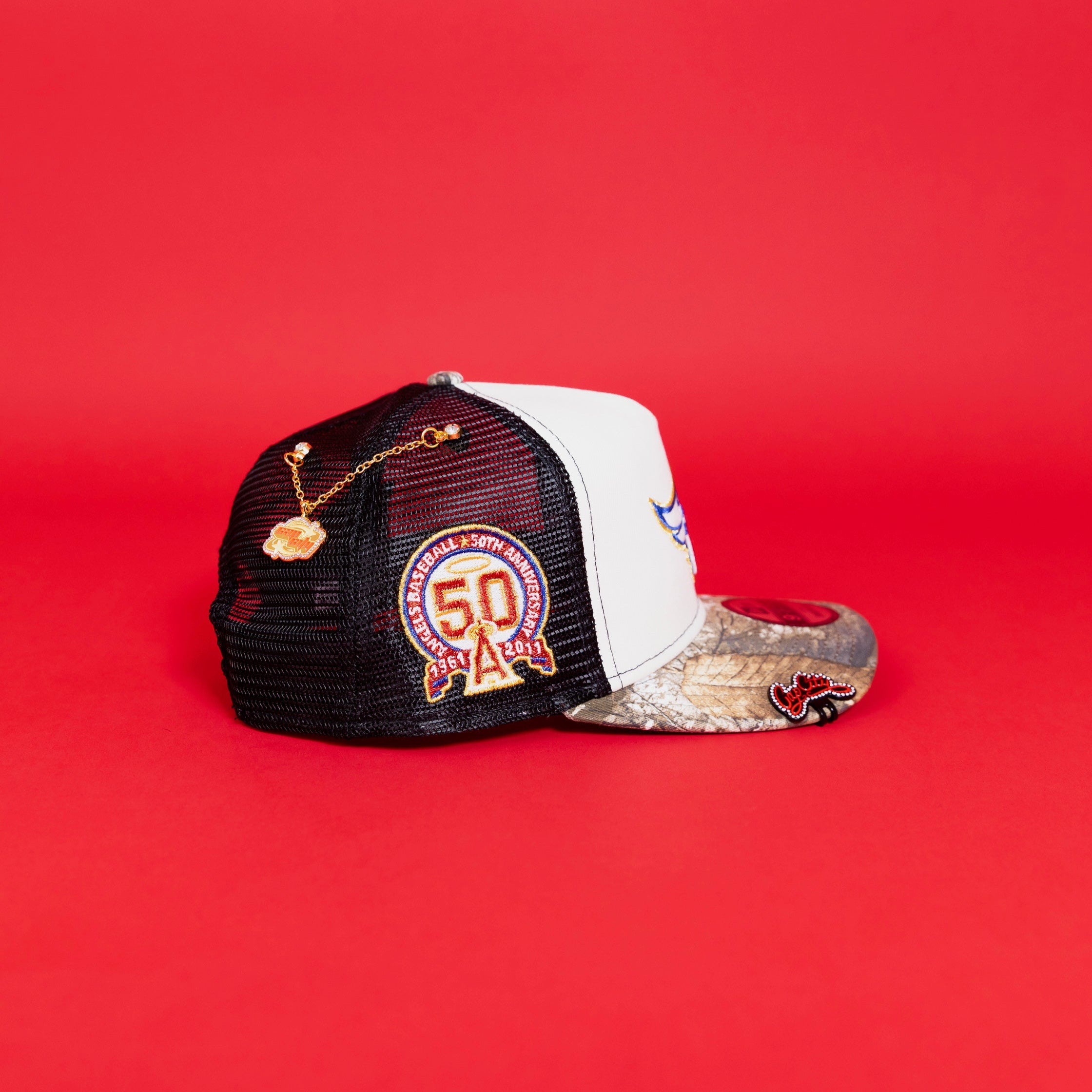 NEW ERA 9FIFTY A-FRAME CHROME/ REALTREE ANAHEIM ANGELS MESHBACK SNAPBACK W/ 50TH ANNIVERSARY SIDE PATCH