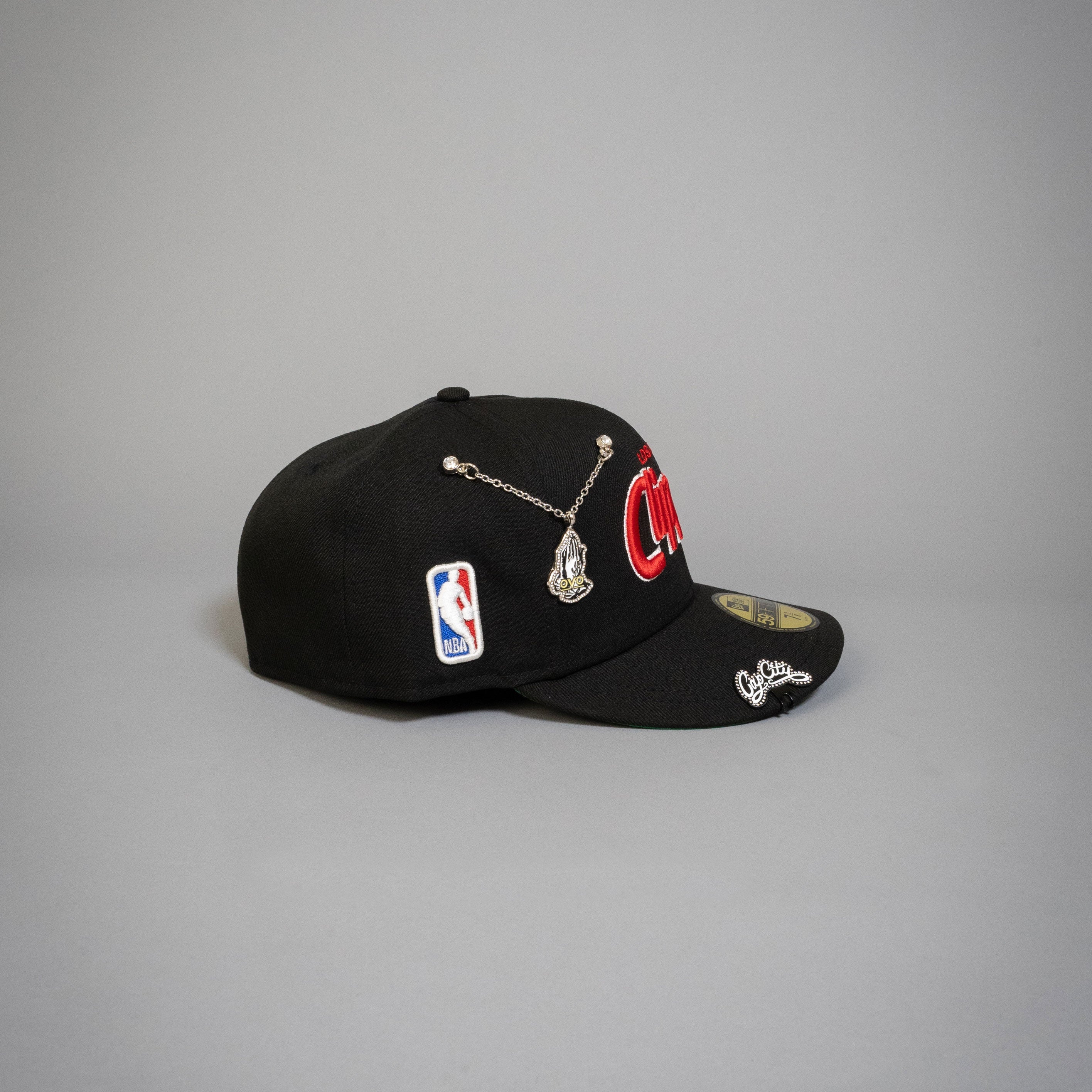 NEW ERA EXCLUSIVE 59FIFTY BLACK LOS ANGELES CLIPPERS SCRIPT W/ NBA LOGO SIDE PATCH