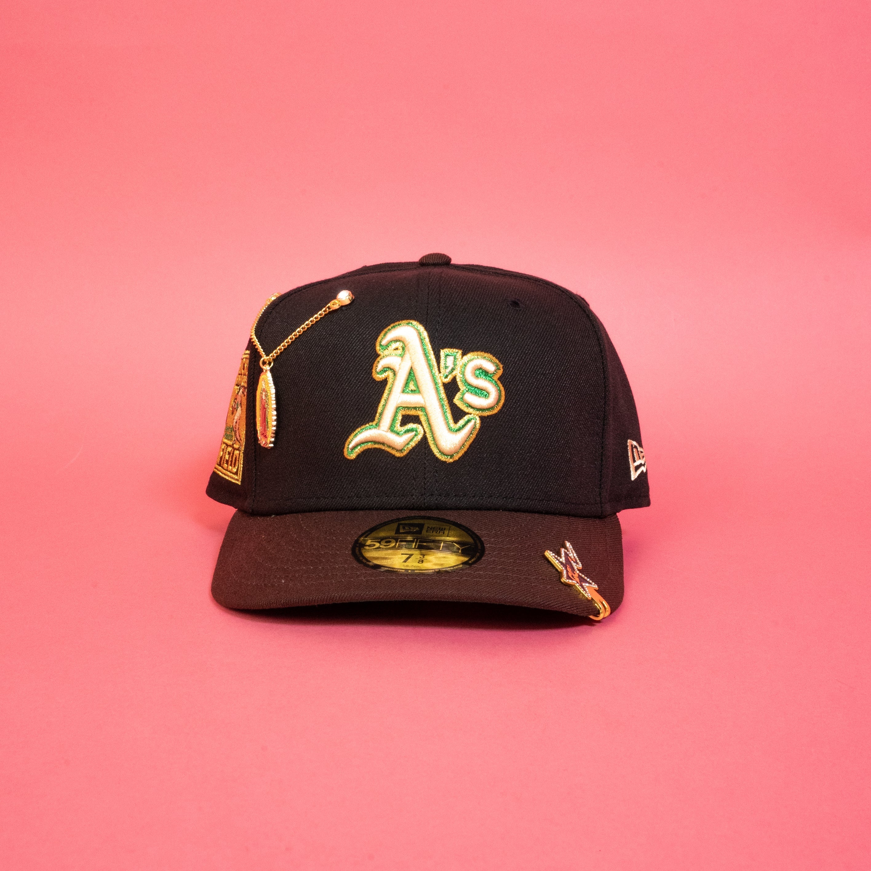 NEW ERA EXCLUSIVE 59FIFTY BLACK/ BROWN OAKLAND ATHLETICS W/ RICKEY HENDERSON SIDE PATCH