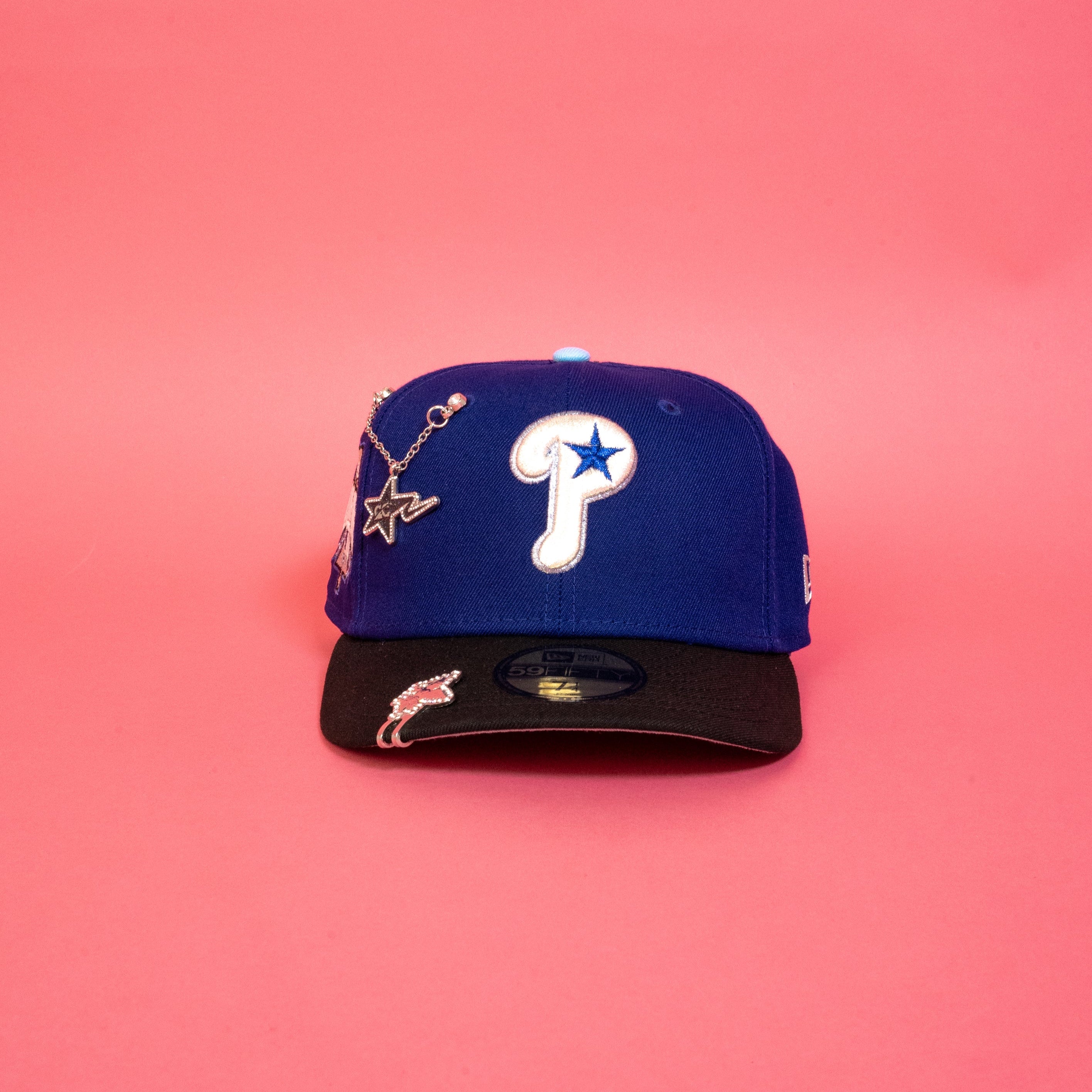 NEW ERA EXCLUSIVE 59FIFTY BLUE/ BLACK PHILADELPHIA PHILLIES W/ 1996 ALL STAR GAME PATCH