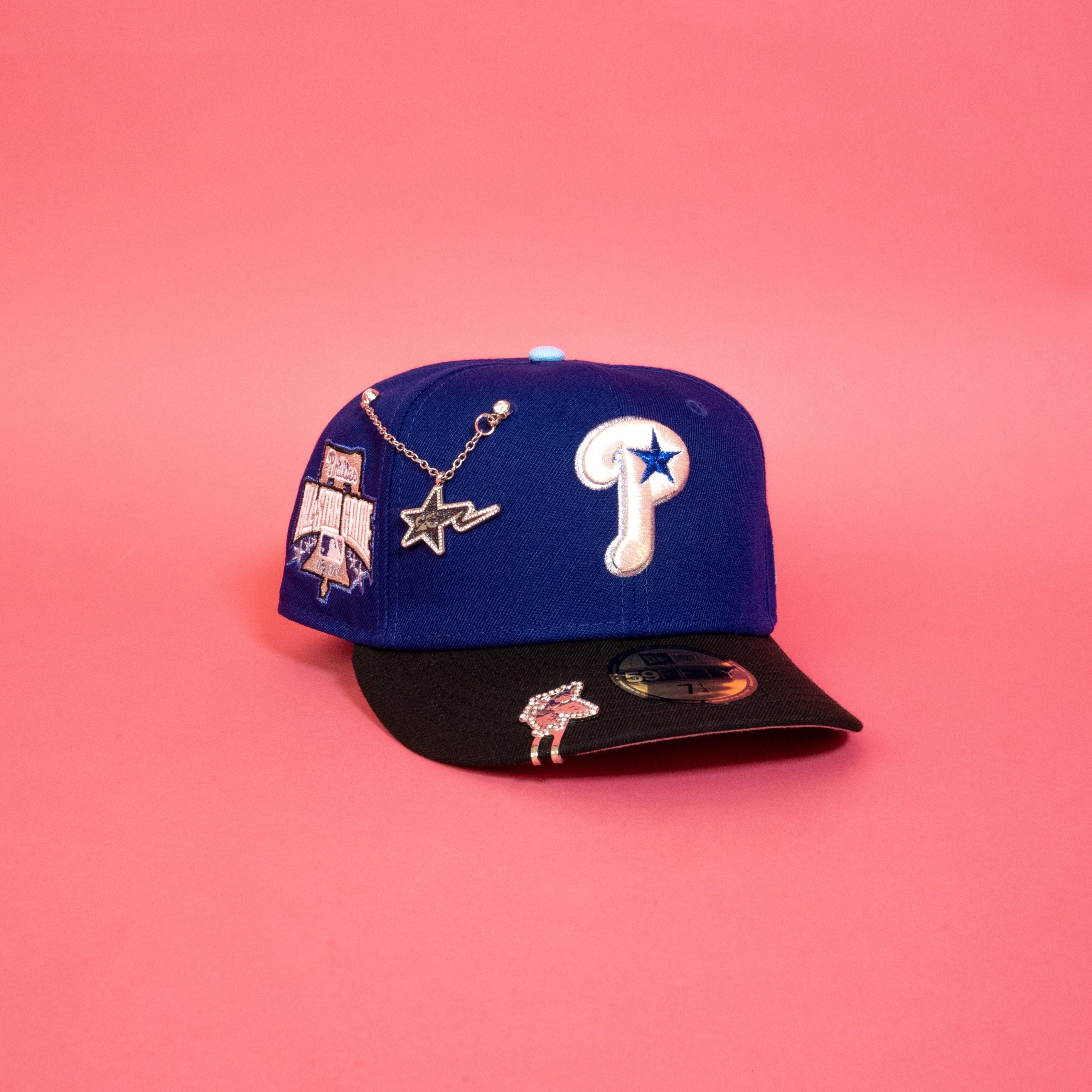 NEW ERA EXCLUSIVE 59FIFTY BLUE/ BLACK PHILADELPHIA PHILLIES W/ 1996 ALL STAR GAME PATCH