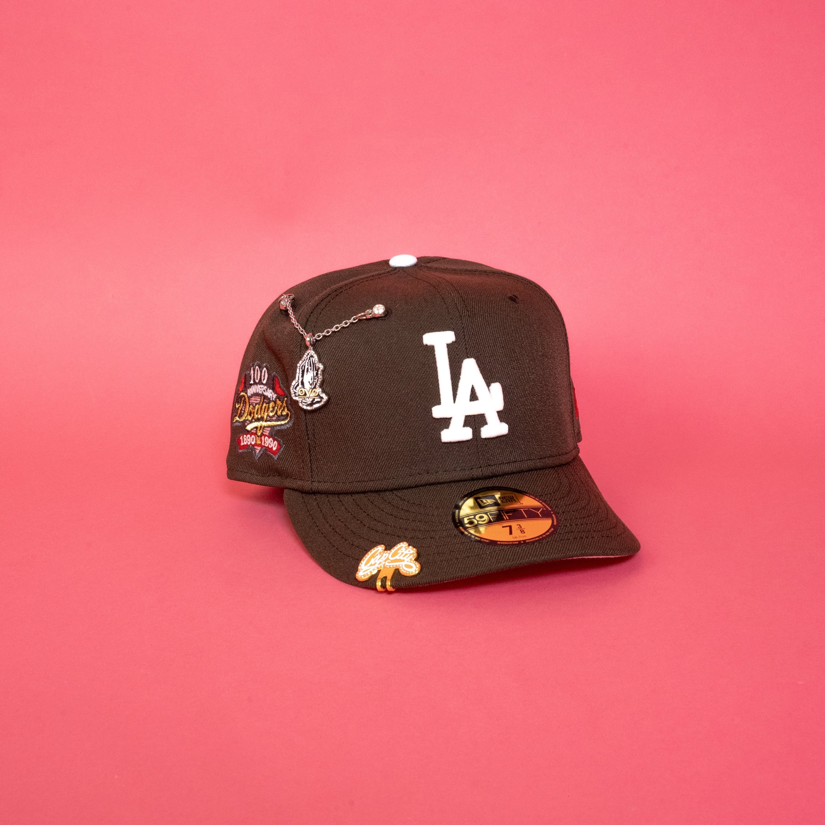 NEW ERA EXCLUSIVE 59FIFTY WALNUT LOS ANGELES DODGERS W/ 100TH ANNIVERSARY SIDE PATCH
