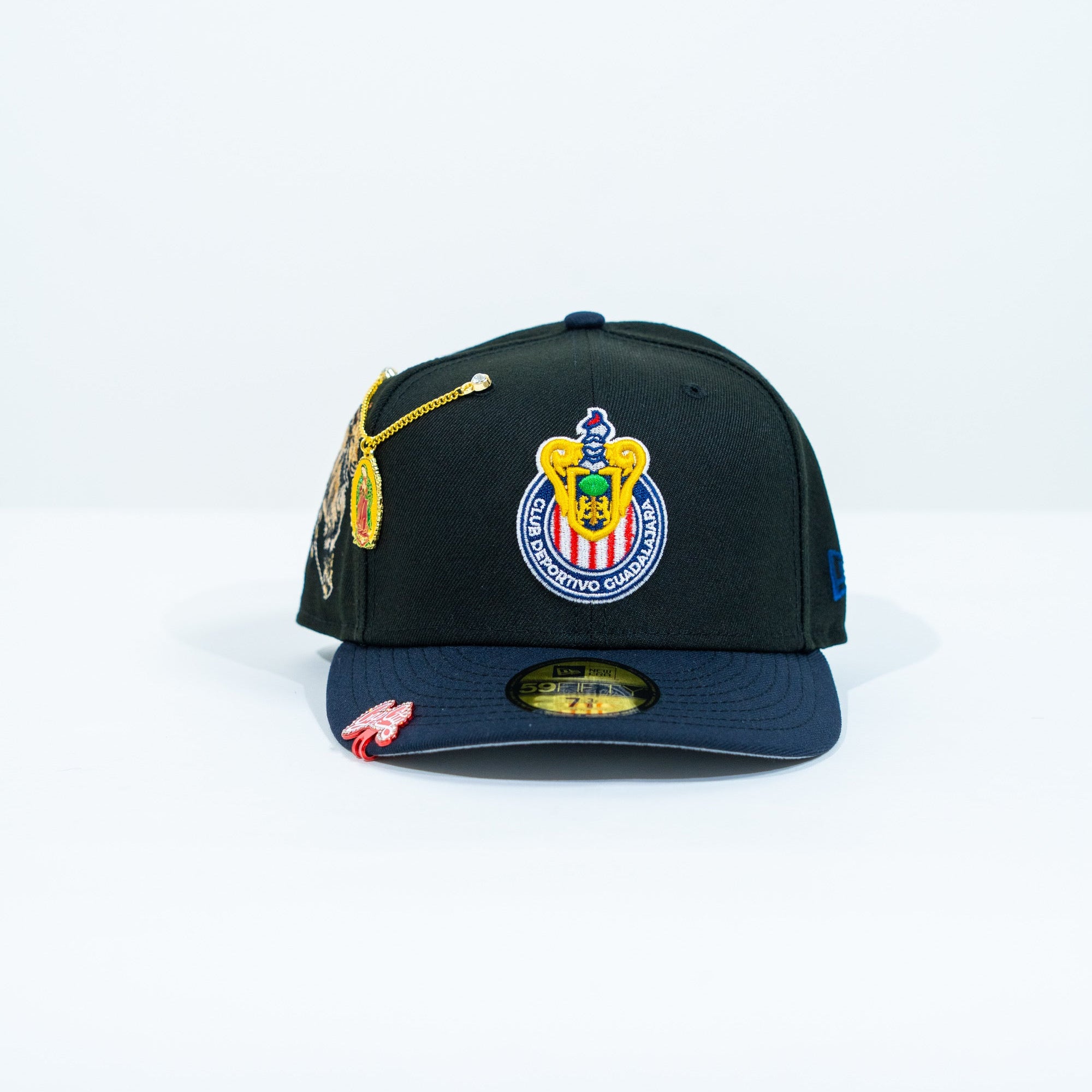 NEW ERA EXCLUSIVE 59FIFTY BLACK/ NAVY "CHIVAS DE GUADALAJARA" W/ CHIVO SIDE PATCH