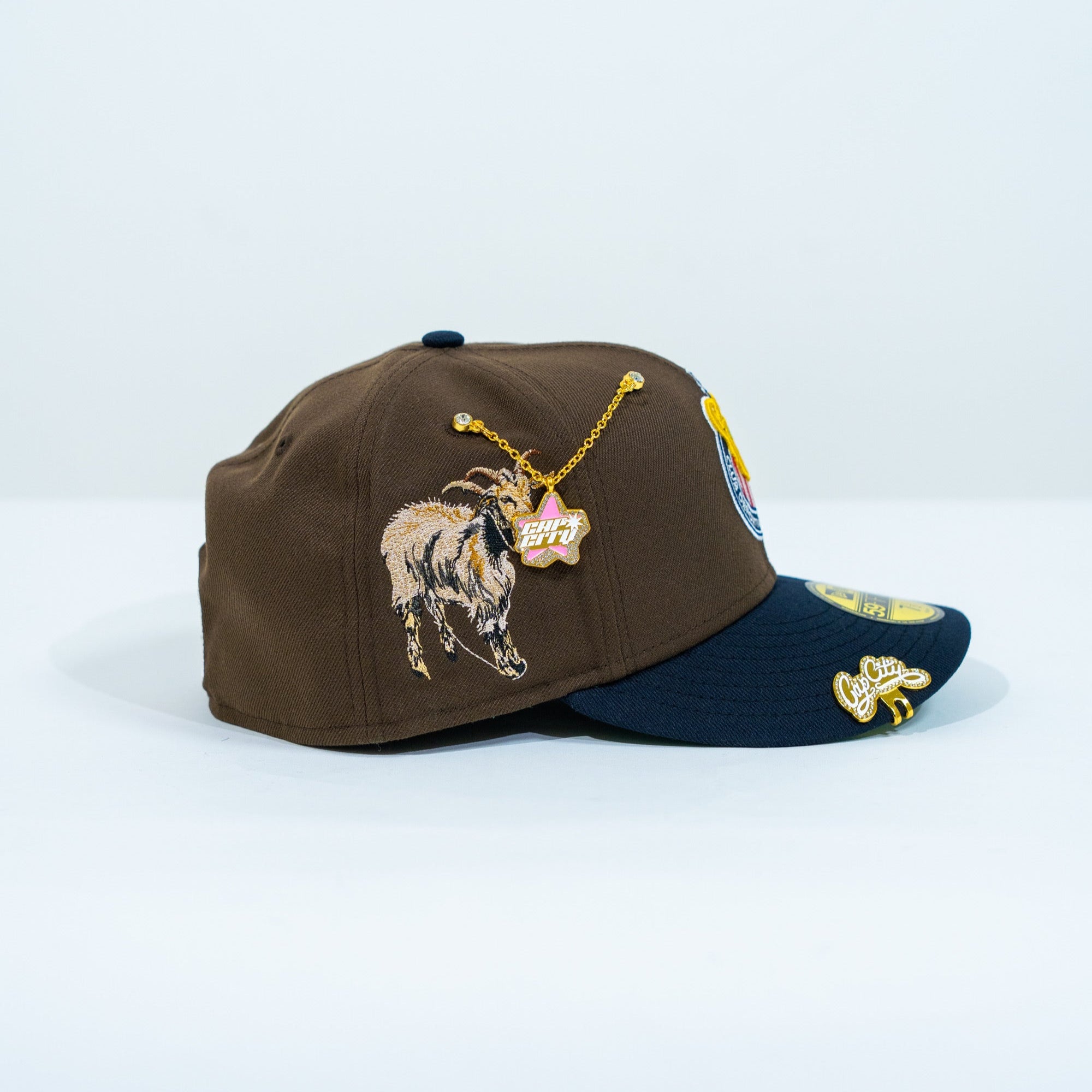 NEW ERA EXCLUSIVE 59FIFTY BROWN/ NAVY "CHIVAS DE GUADALAJARA" W/ CHIVO SIDE PATCH