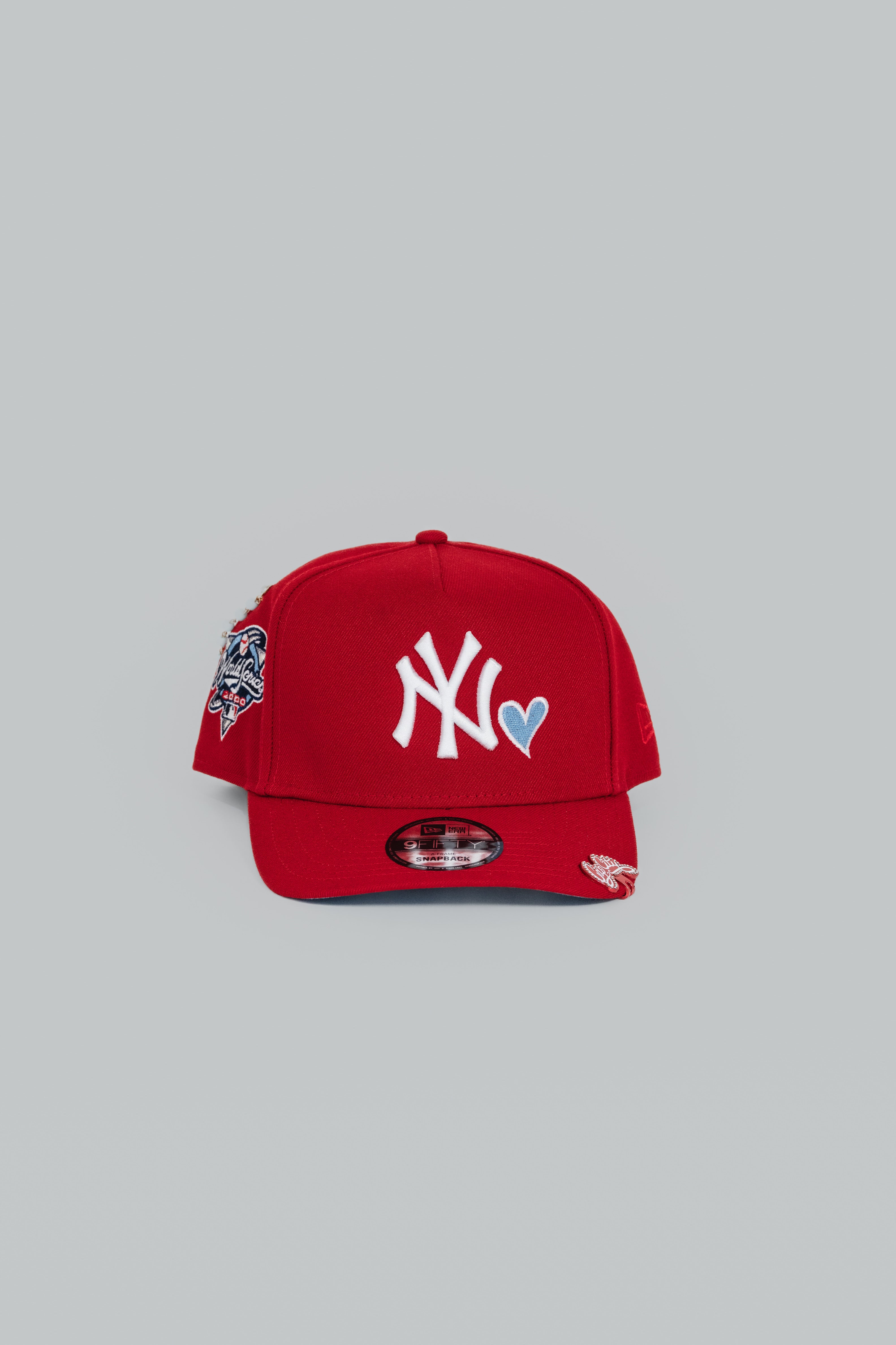 NEW ERA EXCLUSIVE 9FIFTY A-FRAME RED NEW YORK YANKEES SNAPBACK W/ ICY HEART + 2000 WORLD SERIES SIDE PATCH
