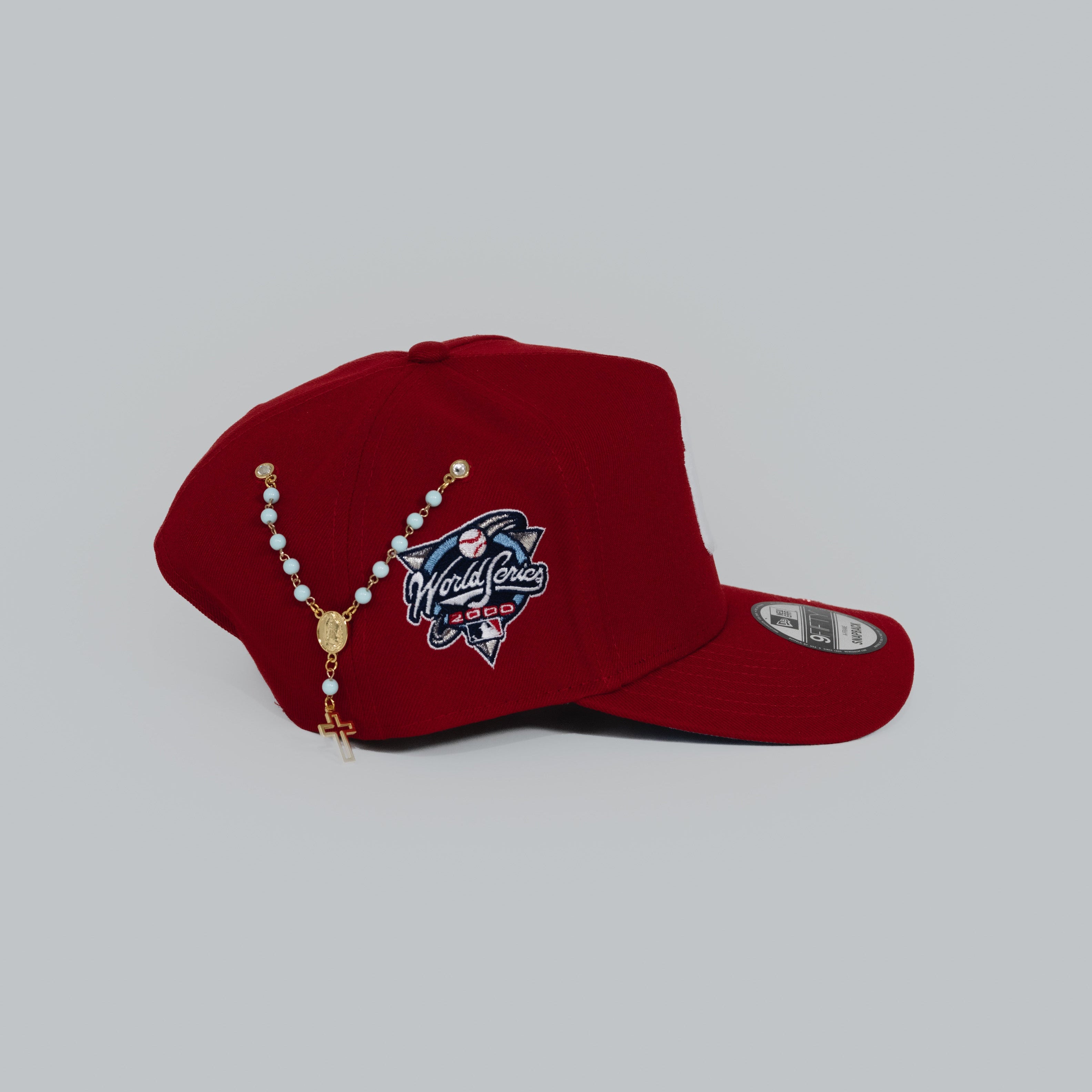 NEW ERA EXCLUSIVE 9FIFTY A-FRAME RED NEW YORK YANKEES SNAPBACK W/ ICY HEART + 2000 WORLD SERIES SIDE PATCH