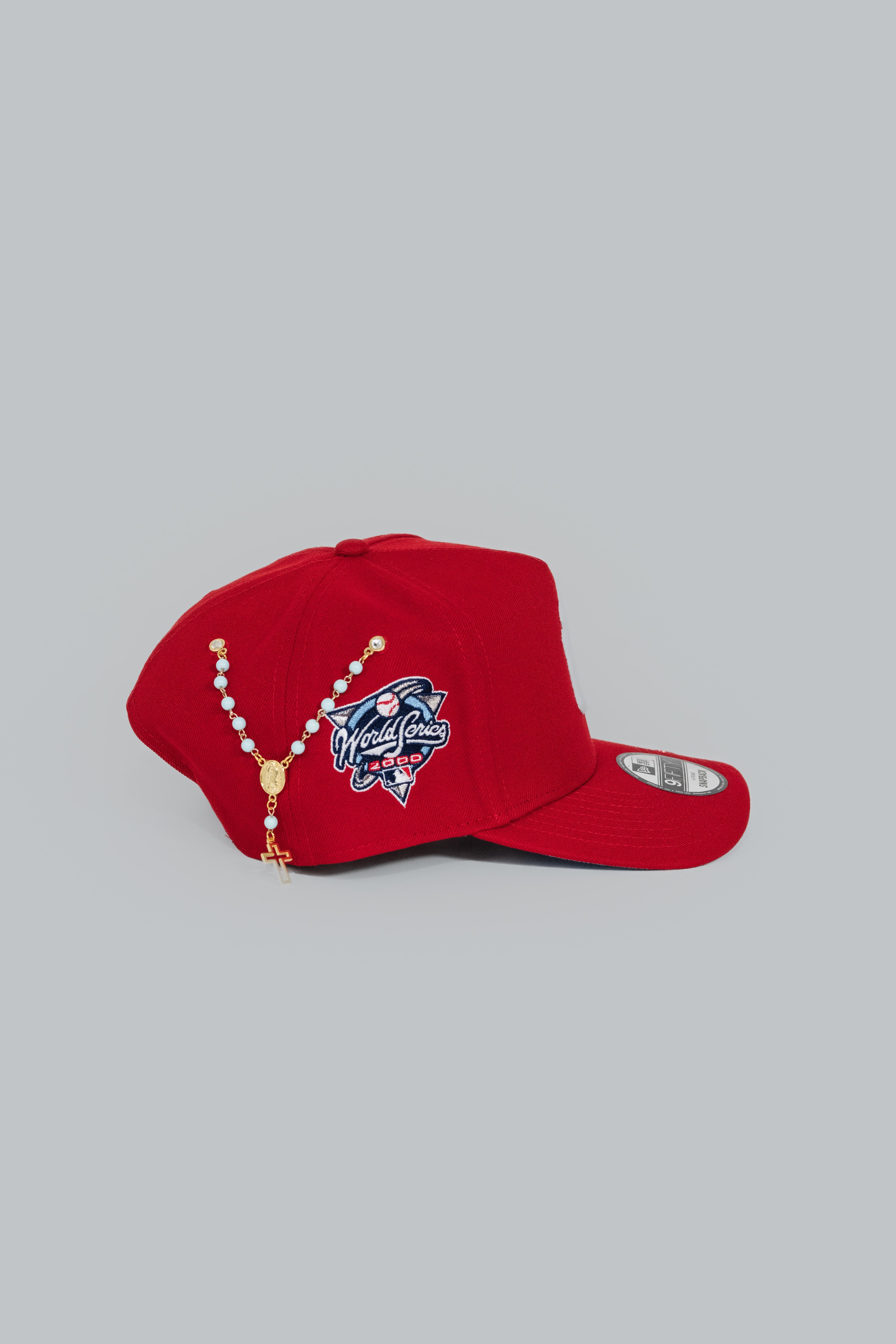 NEW ERA EXCLUSIVE 9FIFTY A-FRAME RED NEW YORK YANKEES SNAPBACK W/ ICY HEART + 2000 WORLD SERIES SIDE PATCH