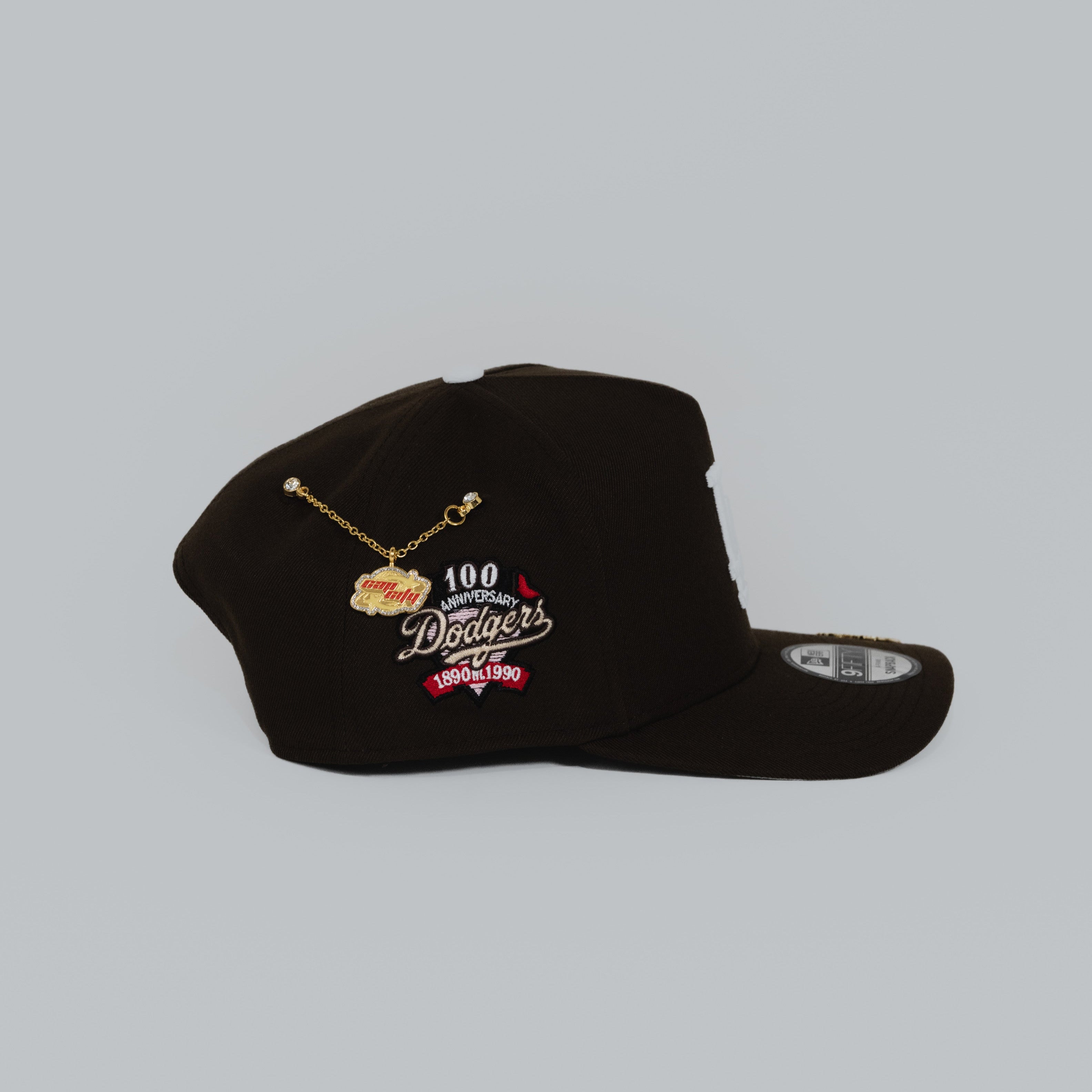 NEW ERA EXCLUSIVE 9FIFTY A-FRAME BROWN LOS ANGELES DODGERS SNAPBACK W/ 100TH ANNIVERSARY SIDE PATCH