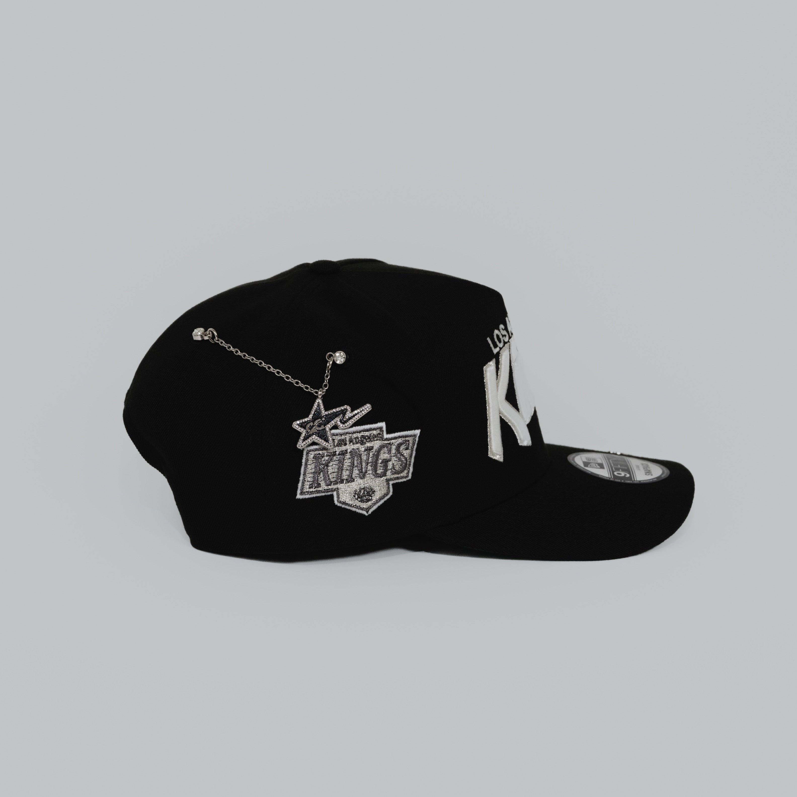 NEW ERA EXCLUSIVE 9FIFTY A-FRAME BLACK LOS ANGELES KINGS SCRIPT SNAPBACK W/ "KINGS" SIDE PATCH