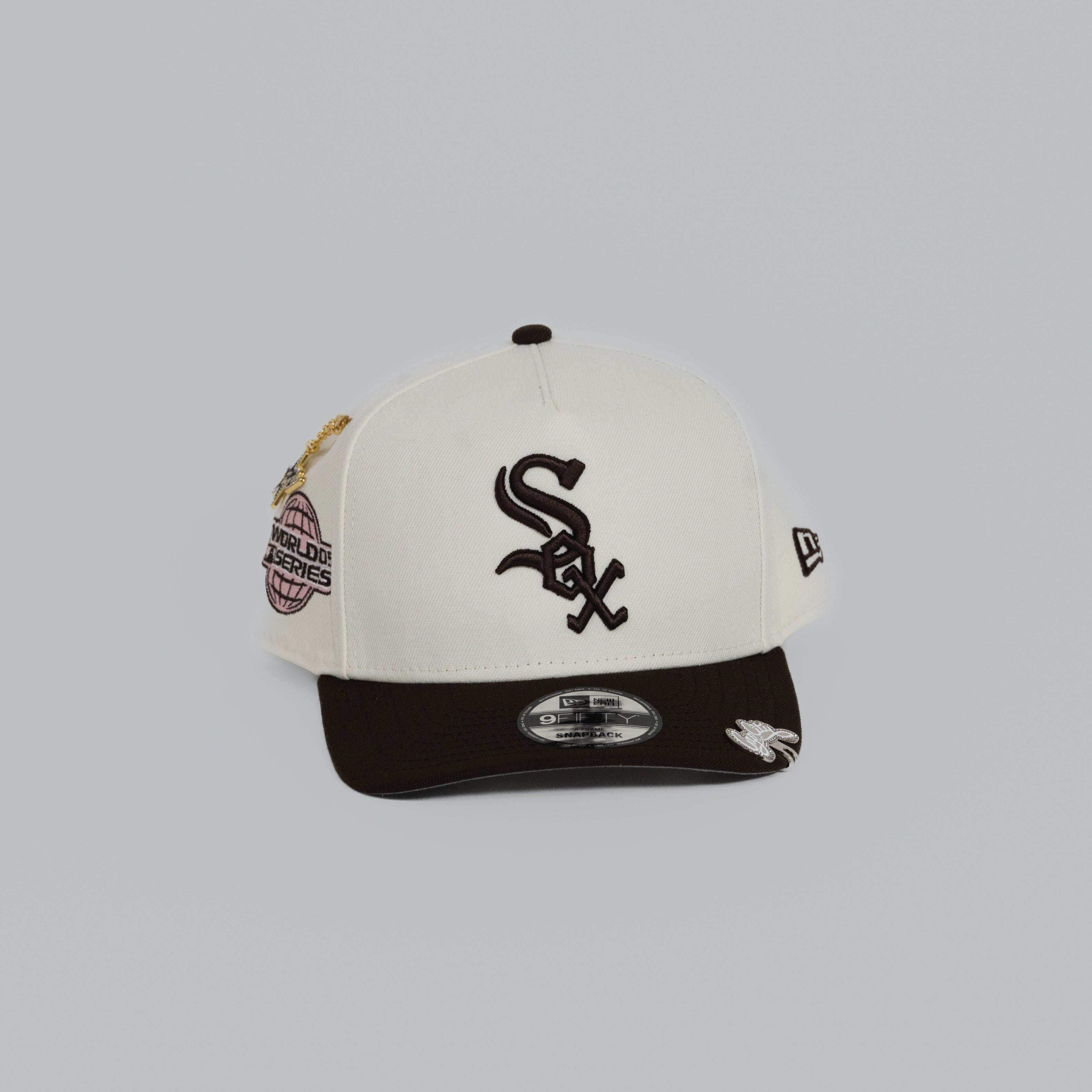 NEW ERA EXCLUSIVE 9FIFTY A-FRAME CHROME/ WALNUT CHICAGO WHITE SOX W/ 2005 WORLD SERIES SIDE PATCH