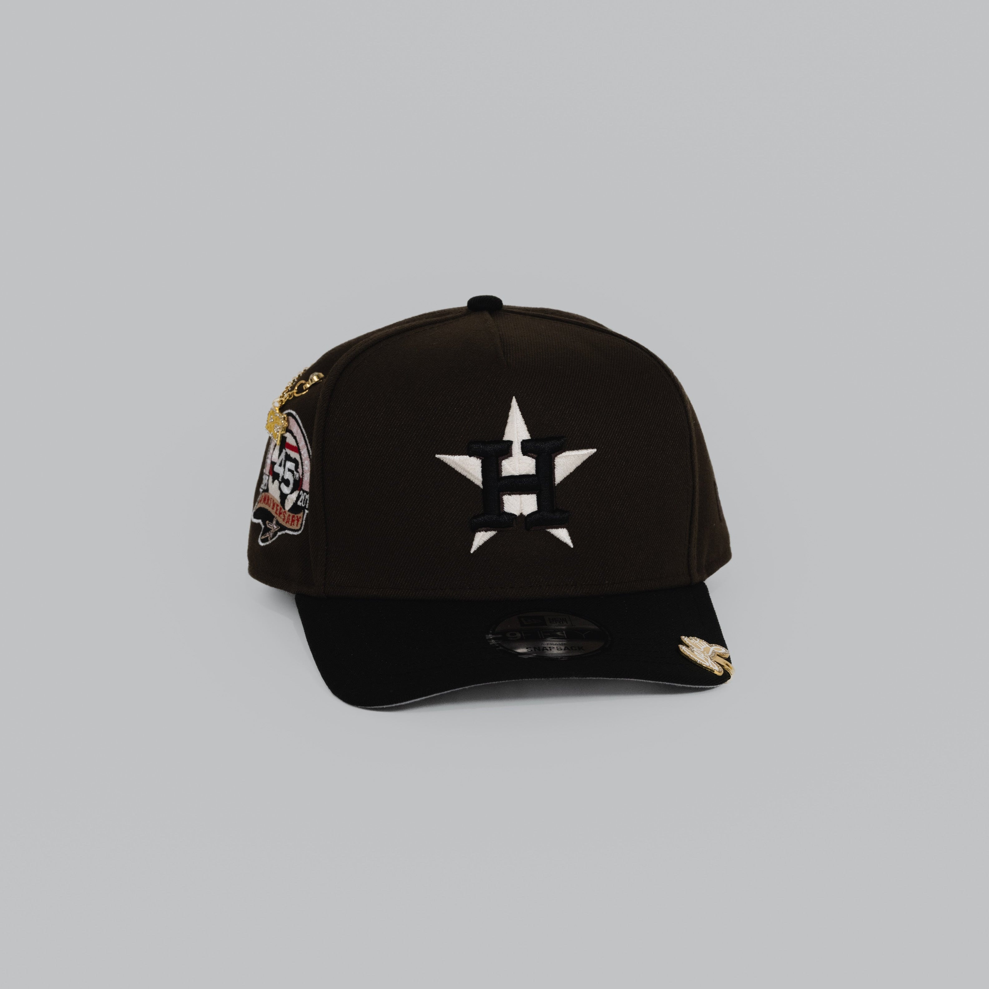 NEW ERA EXCLUSIVE 9FIFTY A-FRAME BROWN/ BLACK HOUSTON ASTROS W/ 45TH ANNIVERSARY SIDE PATCH