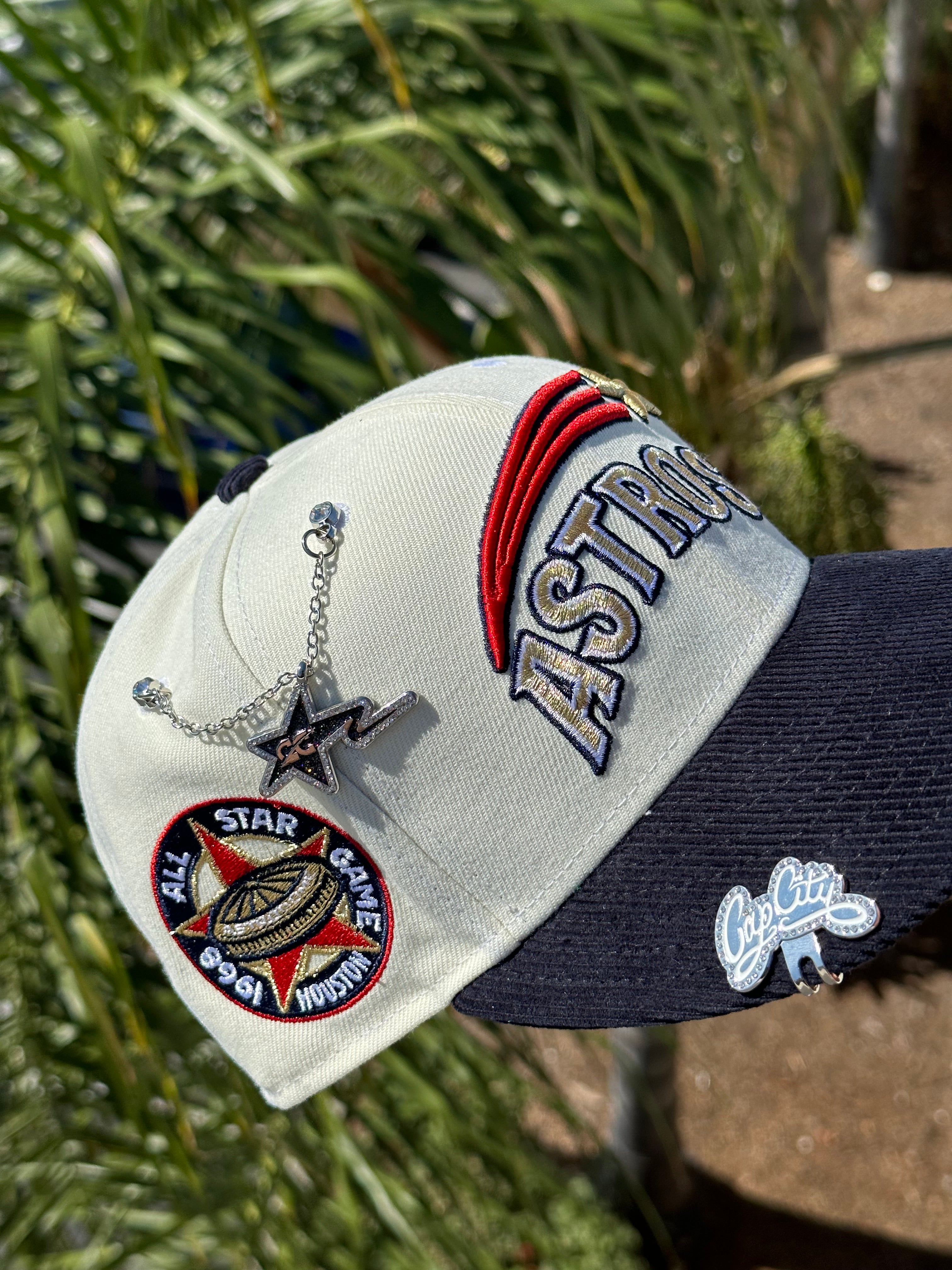 NEW ERA EXCLUSIVE 59FIFTY CHROME WHITE/NAVY HOUSTON ASTROS W/ 35TH ANNIVERSARY PATCH