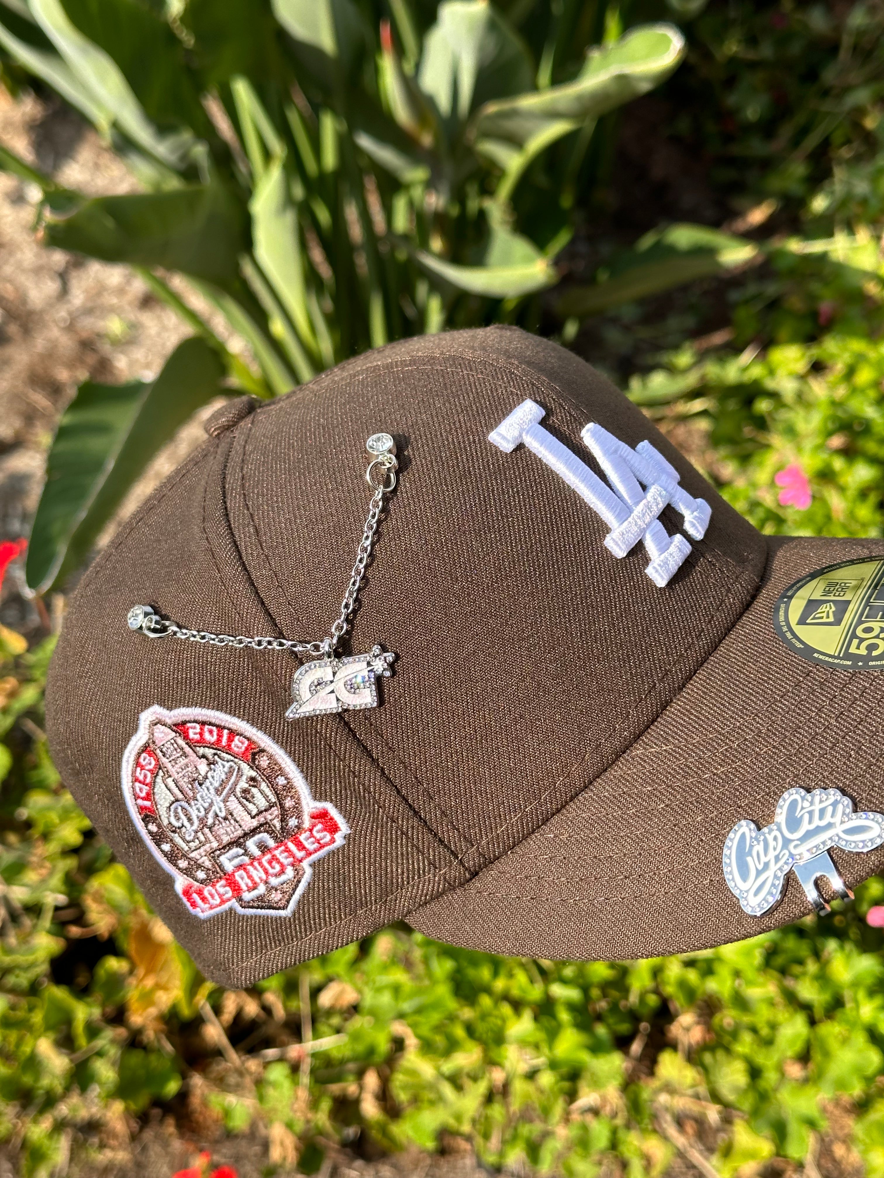 NEW ERA EXCLUSIVE 59FIFTY BROWN LOS ANGELES DODGERS W/ 60TH ANNIVERSARY PATCH