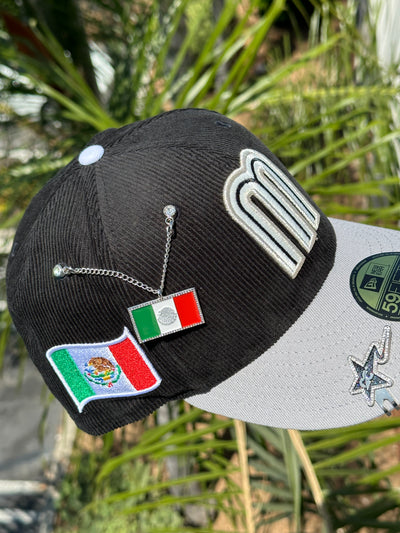 NEW ERA EXCLUSIVE 59FIFTY CORDUROY/GRAY MEXICO 2TONE W/ MEXICO FLAG PATCH (GREEN UV) VERY LIMITED *BLIP & CHAIN NOT INCLUDED