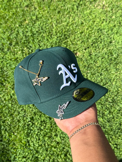 NEW ERA EXCLUSIVE NEW ERA 59FIFTY DARK GREEN OAKLAND ATHLETICS (GREY UV)