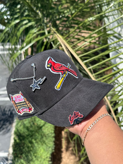 NEW ERA EXCLUSIVE 59FIFTY CORDUROY ST LOUIS CARDINALS W/ BUSCH STADIUM PATCH (RED UV)