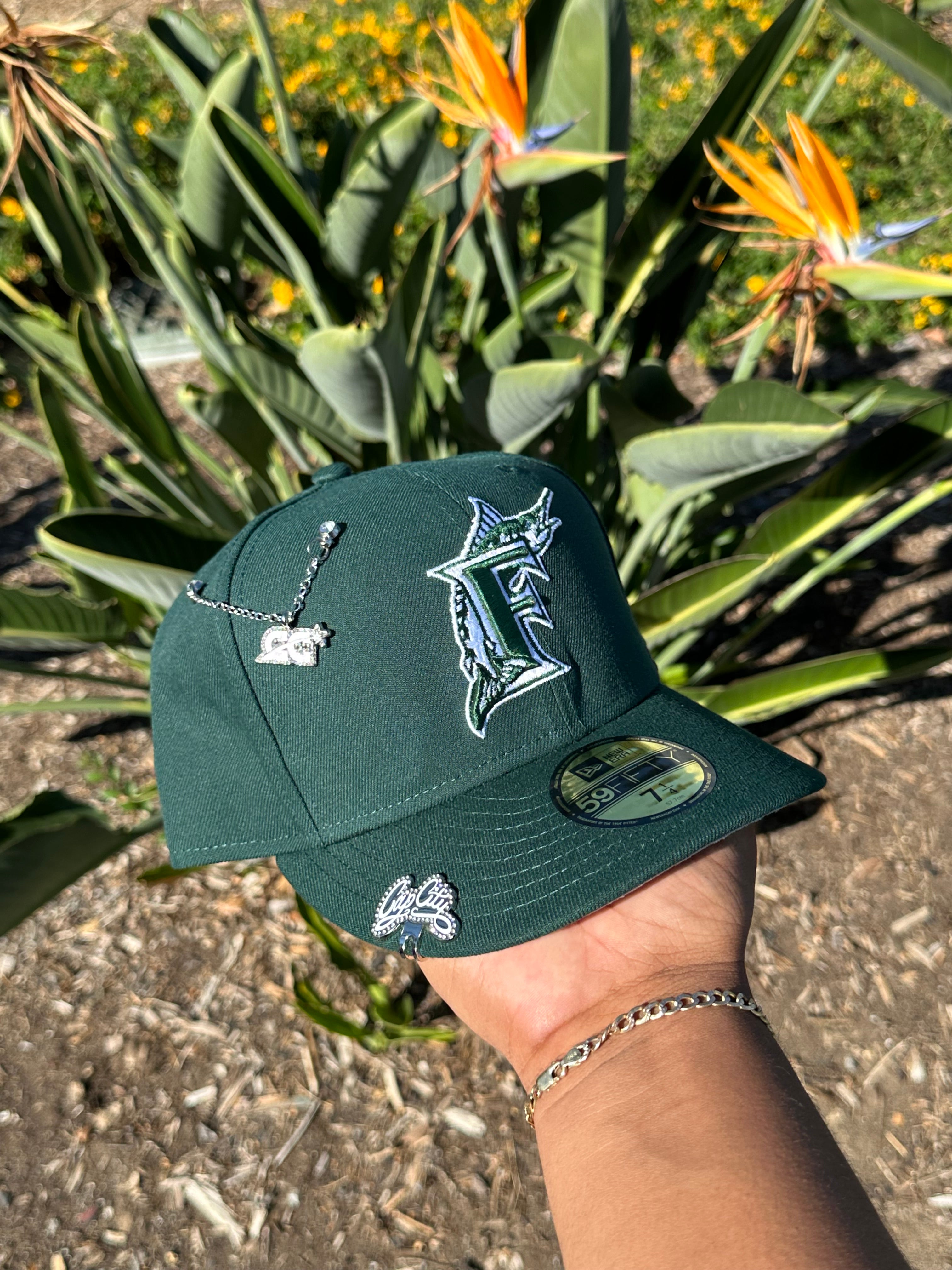 NEW ERA EXCLUSIVE 59FIFTY DARK GREEN FLORIDA MARLINS