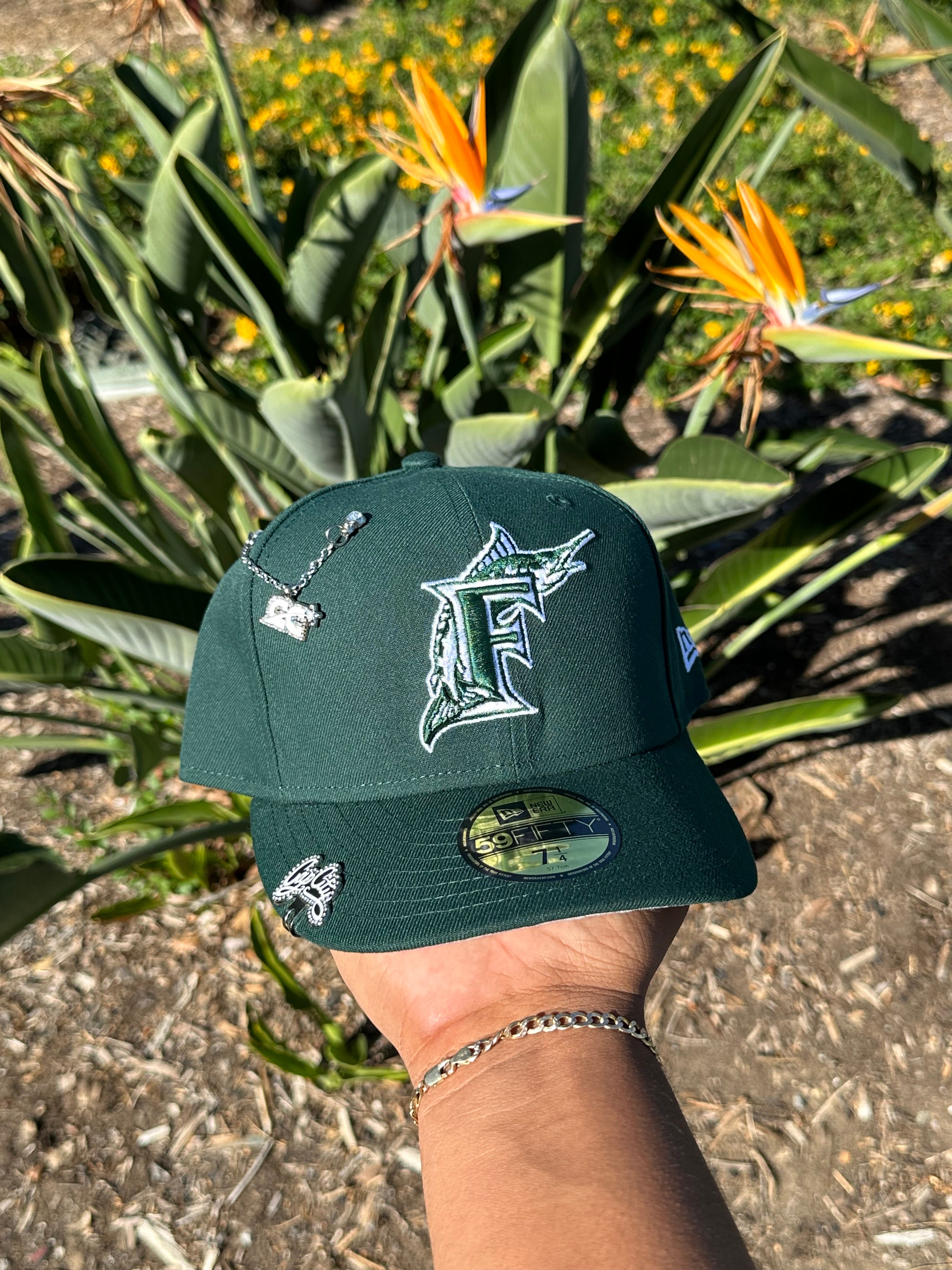 NEW ERA EXCLUSIVE 59FIFTY DARK GREEN FLORIDA MARLINS