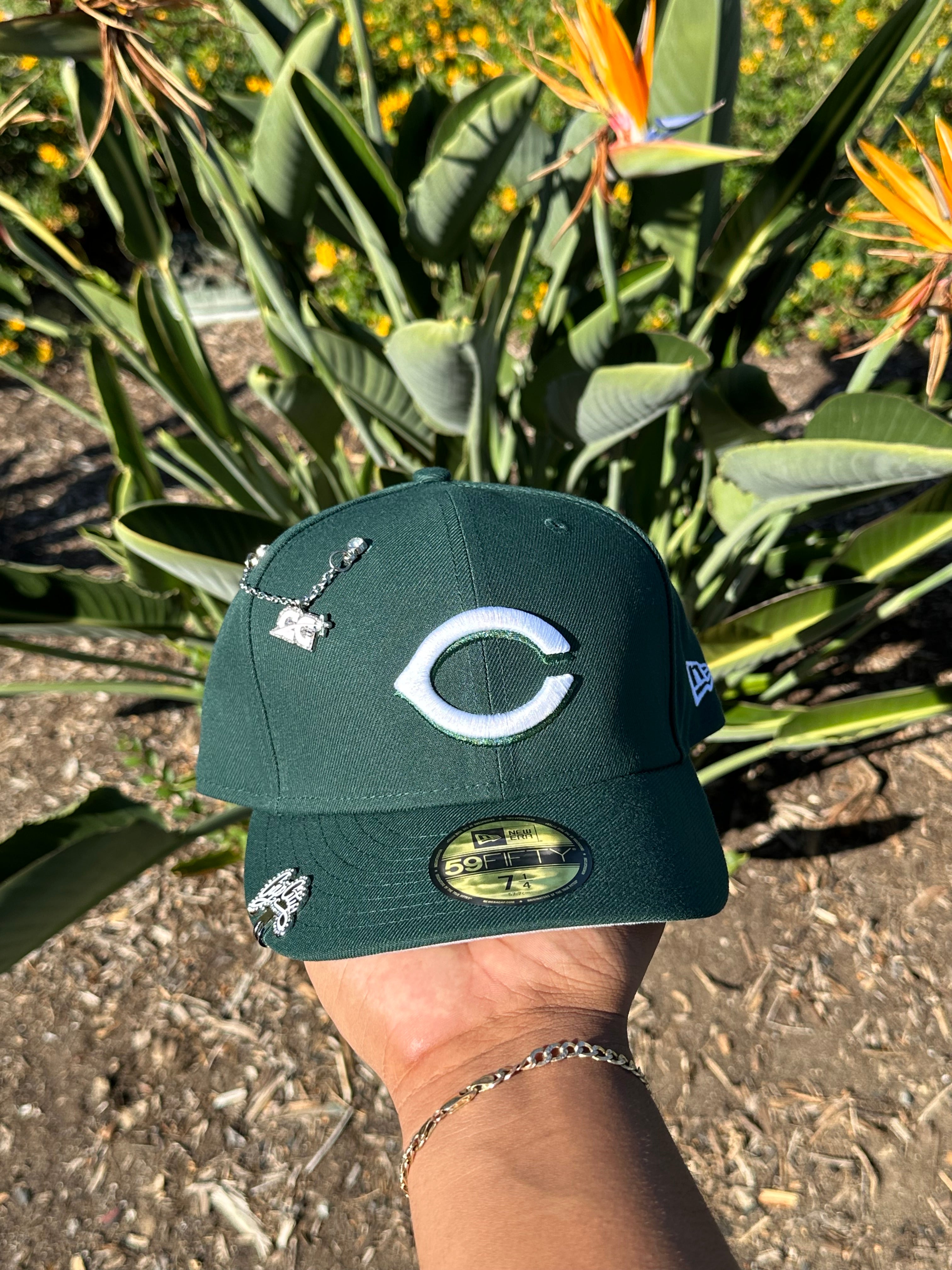 NEW ERA EXCLUSIVO NEW ERA 59FIFTY VERDE OSCURO CINCINNATI ROJOS