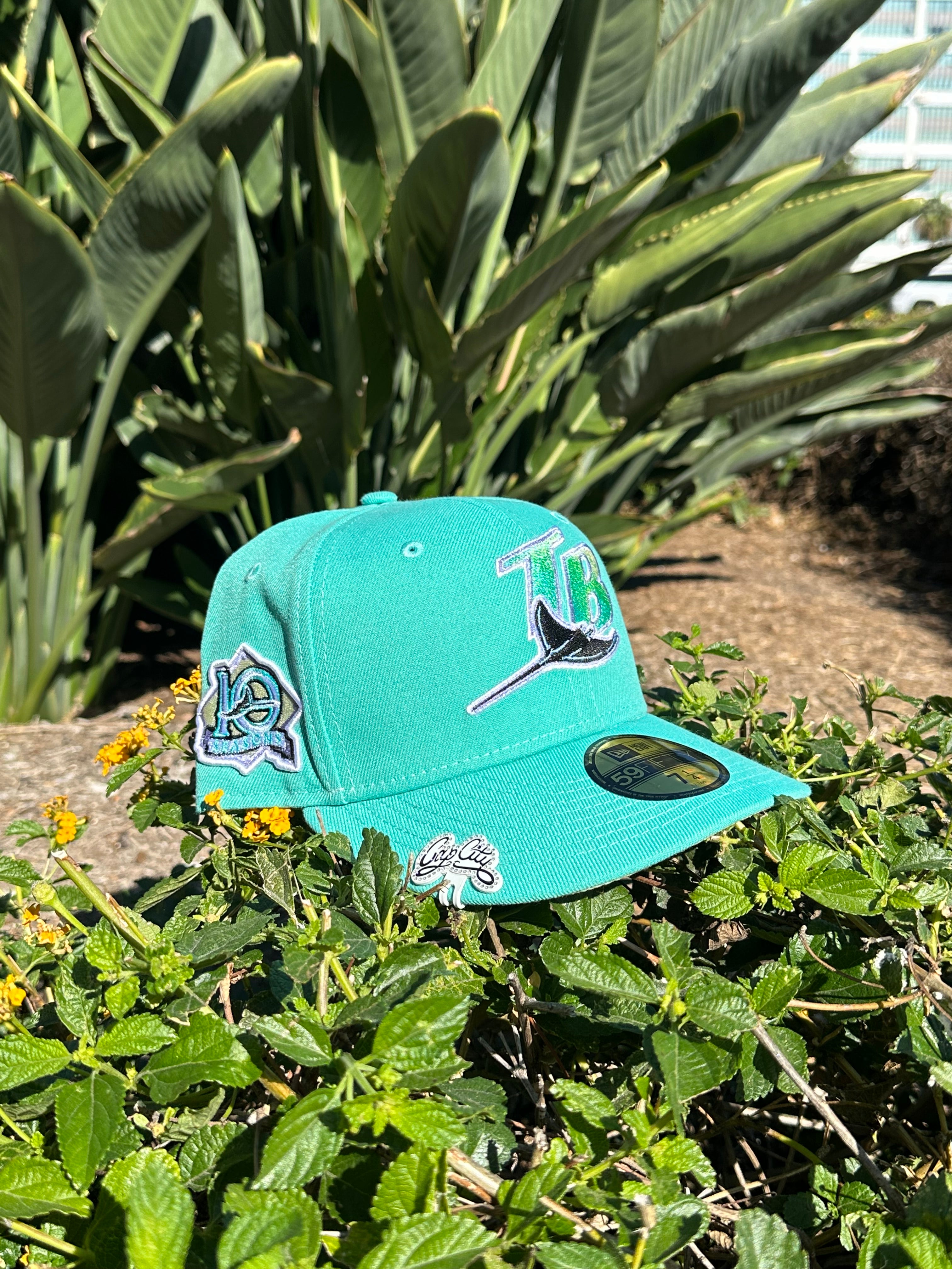 NEW ERA EXCLUSIVE 59FIFTY TEAL TAMPA BAY RAYS W/ 10TH SEASON PATCH