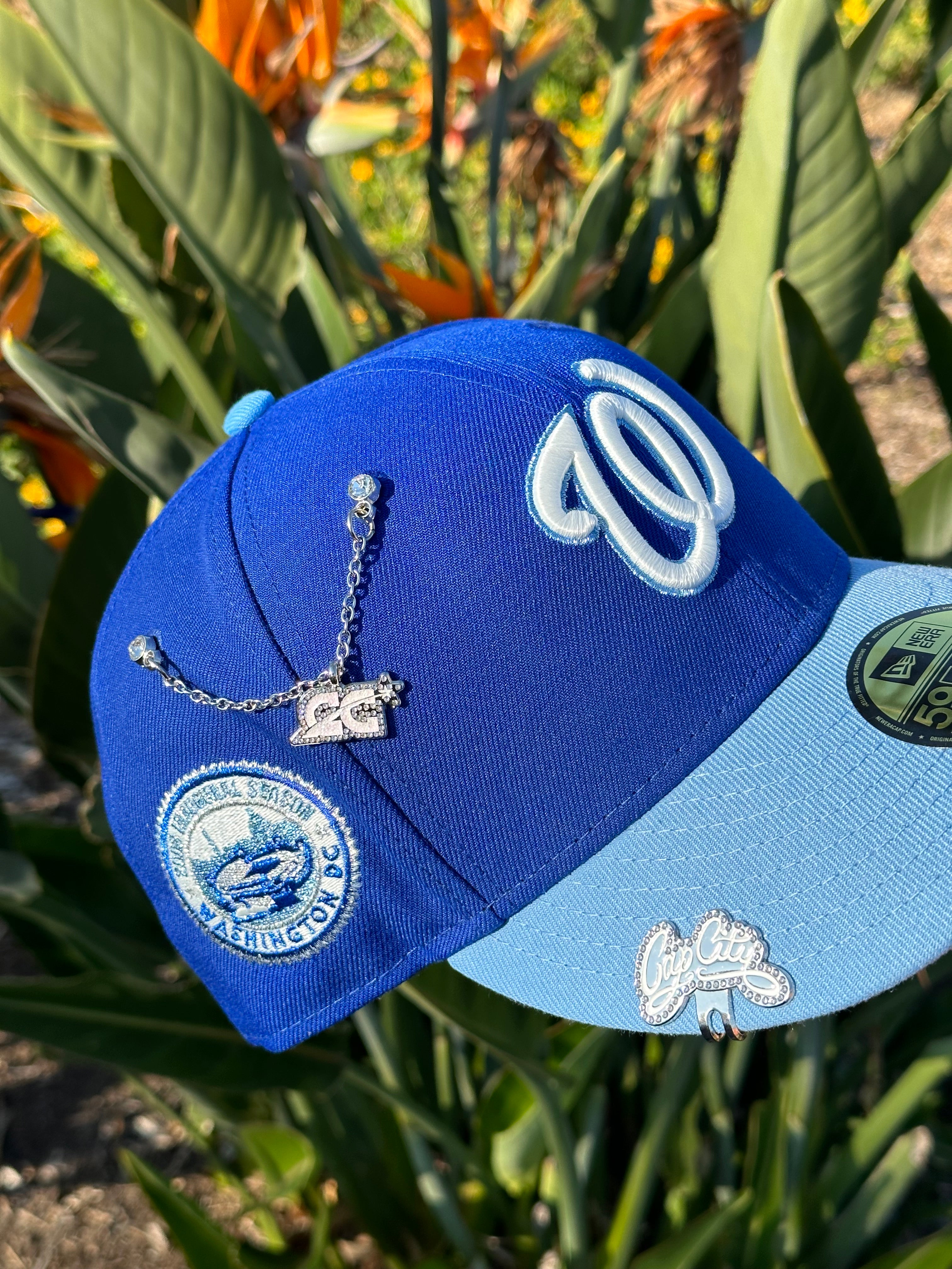 NEW ERA EXCLUSIVE 59FIFTY BLUE/ICY BLUE WASHINGTON NATIONALS W/ 2008 INAUGURAL SEASON PATCH