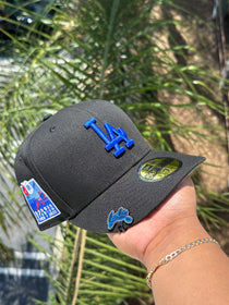 NEW ERA EXCLUSIVE 59FIFTY BLACK LOS ANGELES DODGERS W/ 60TH ANNIVERSARY DODGER STADIUM PATCH (GREY UV)