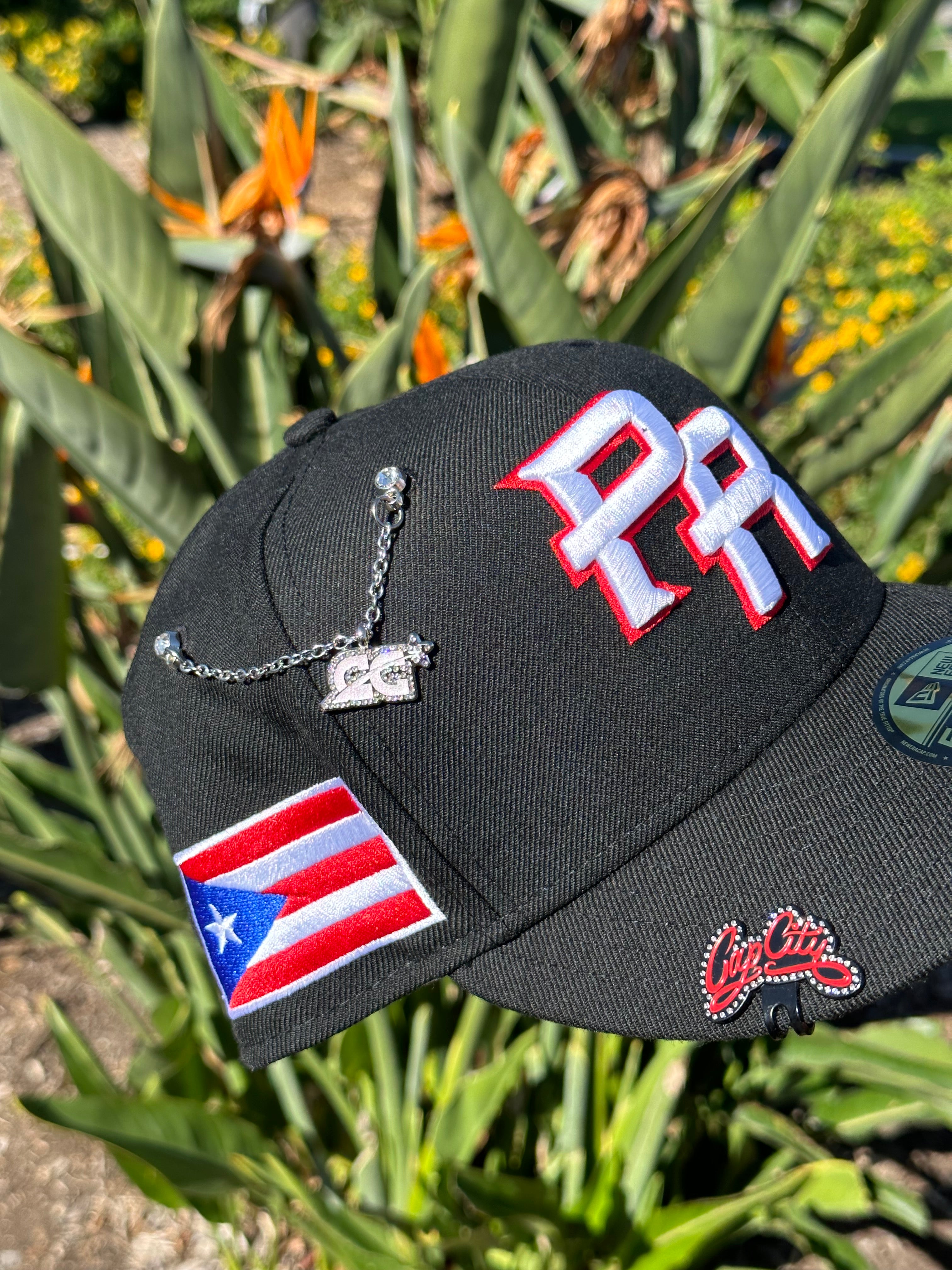 NEW ERA EXCLUSIVE 59FIFTY BLACK PUERTO RICO W/ PUERTO RICO FLAG PATCH