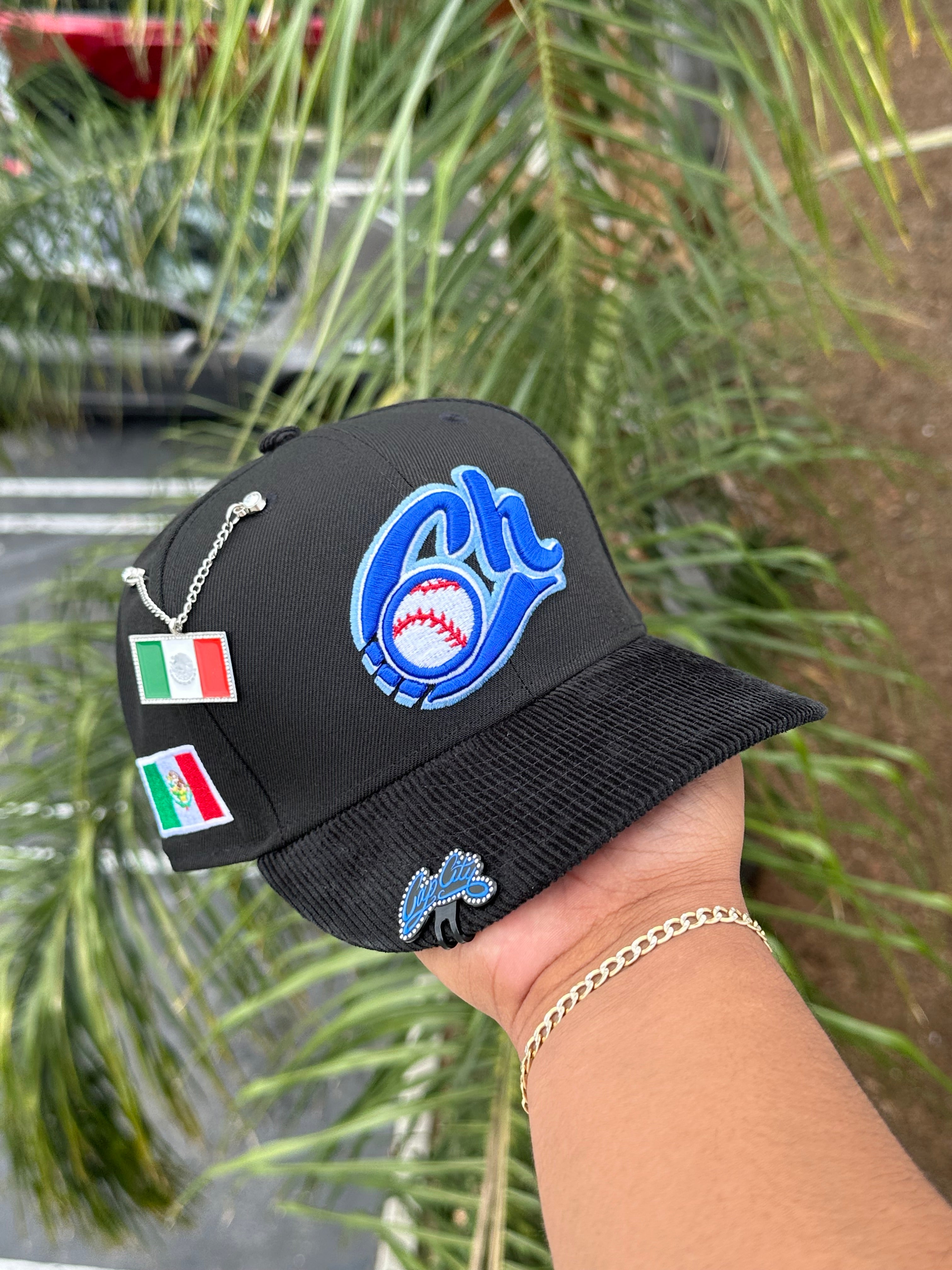 NEW ERA EXCLUSIVE 59FIFTY BLACK/CORDUROY CHARROS DE JALISCO W/ MEXICO FLAG SIDE PATCH