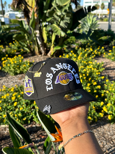 NEW ERA EXCLUSIVE 59FIFTY BLACK LOS ANGELES LAKERS SCRIPT W/ 2020 CHAMPIONS SIDE PATCH