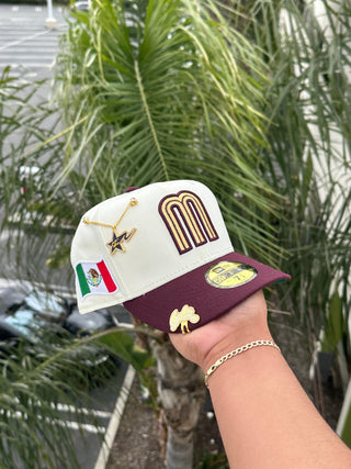 NEW ERA EXCLUSIVE 59FIFTY CHROME WHITE/BURGUNDY MEXICO TWO TONE (GREEN UV)