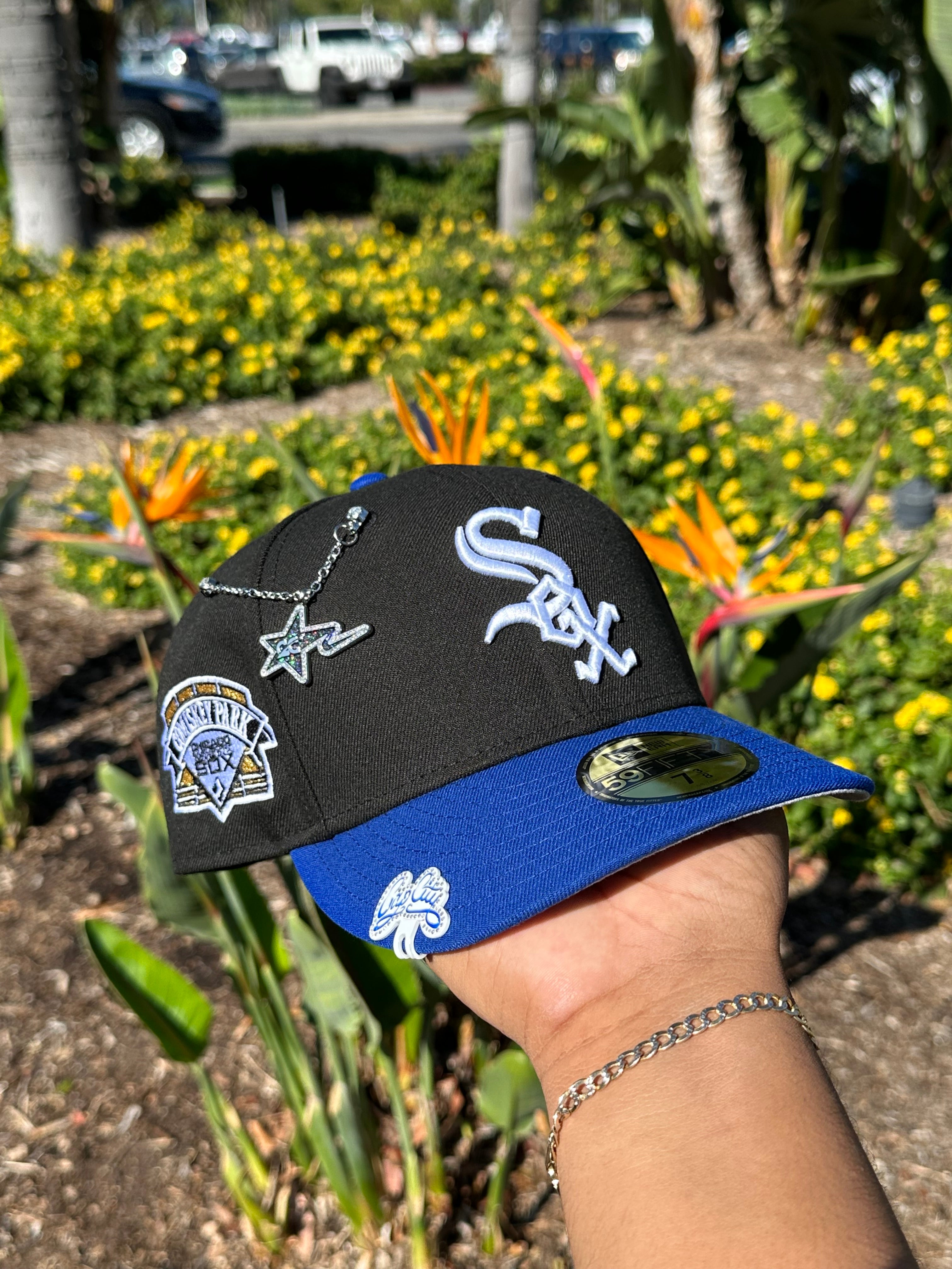 NEW ERA EXCLUSIVE 59FIFTY BLACK/BLUE CHICAGO WHITE SOX W/ COMISKEY PARK SIDE PATCH